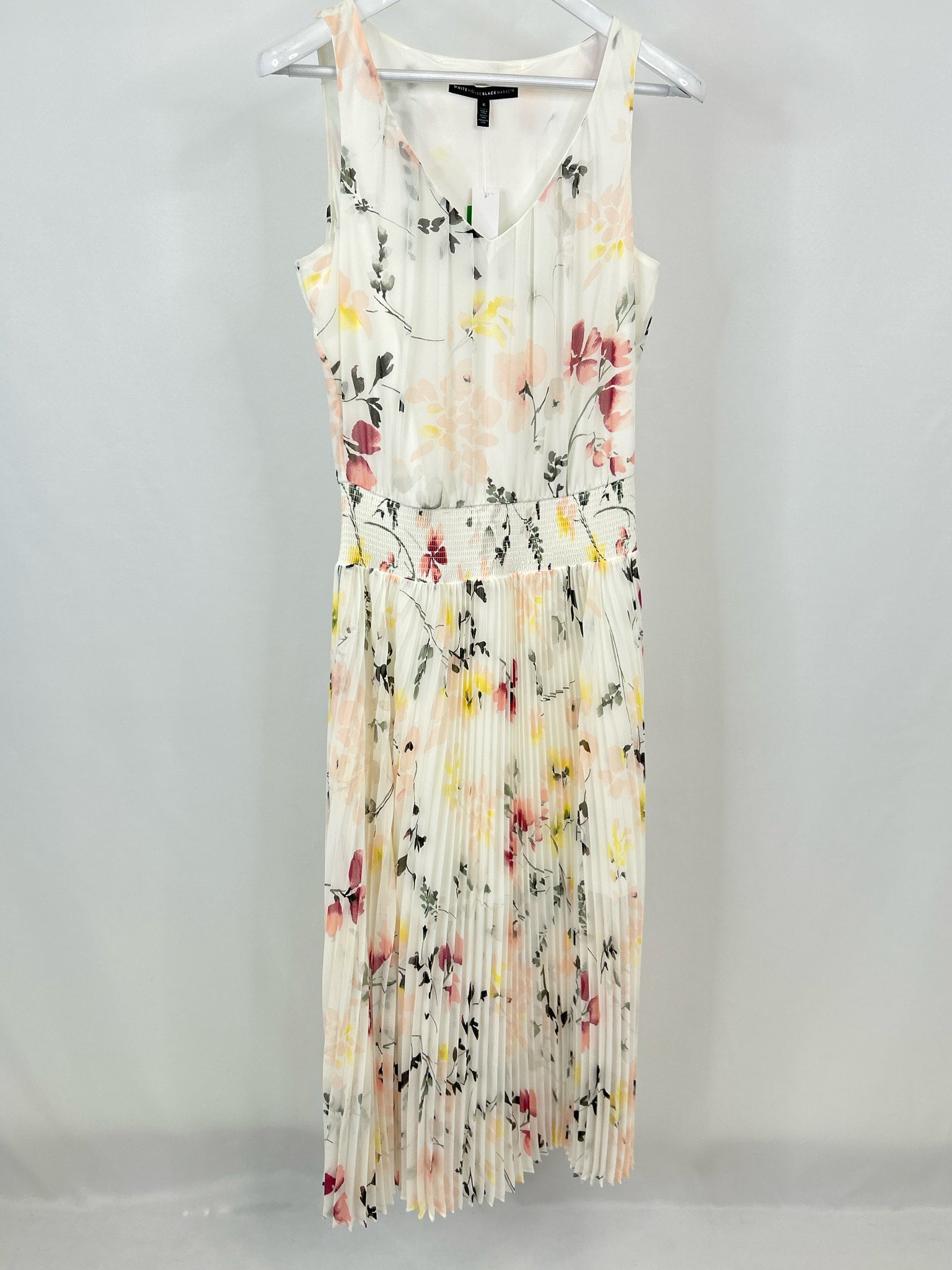 White House Black Market NWT Size 6 White Print Women's Dress