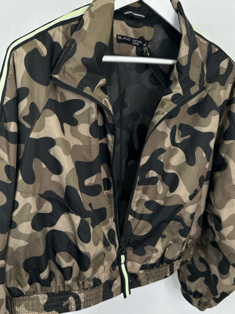 BLANC NOIR Women Size L Black Print Camo Jacket