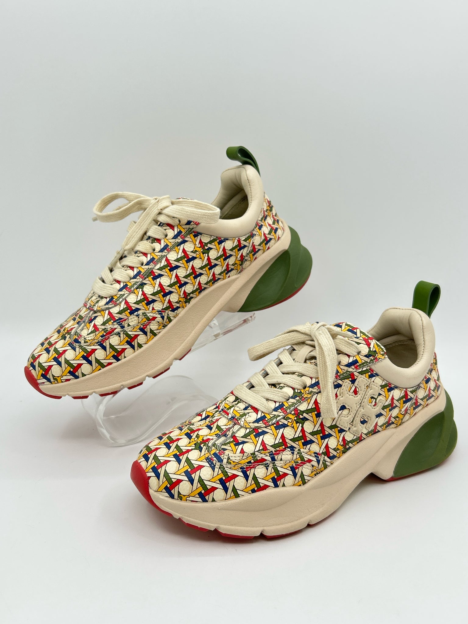 TORY BURCH Size 7M Cream Print Women Sneakers