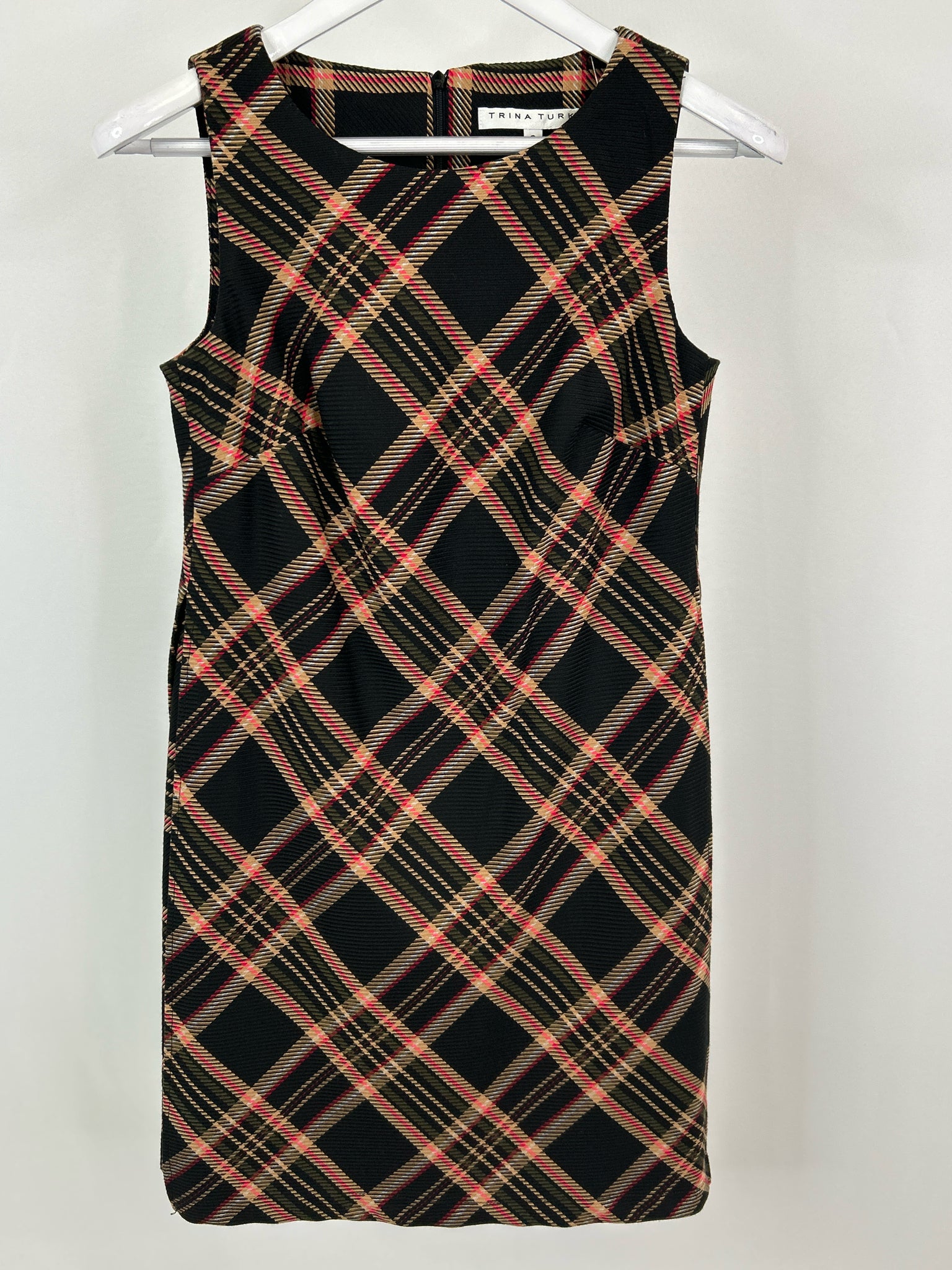 TRINA TURK Size 0 Black Plaid Women Dress