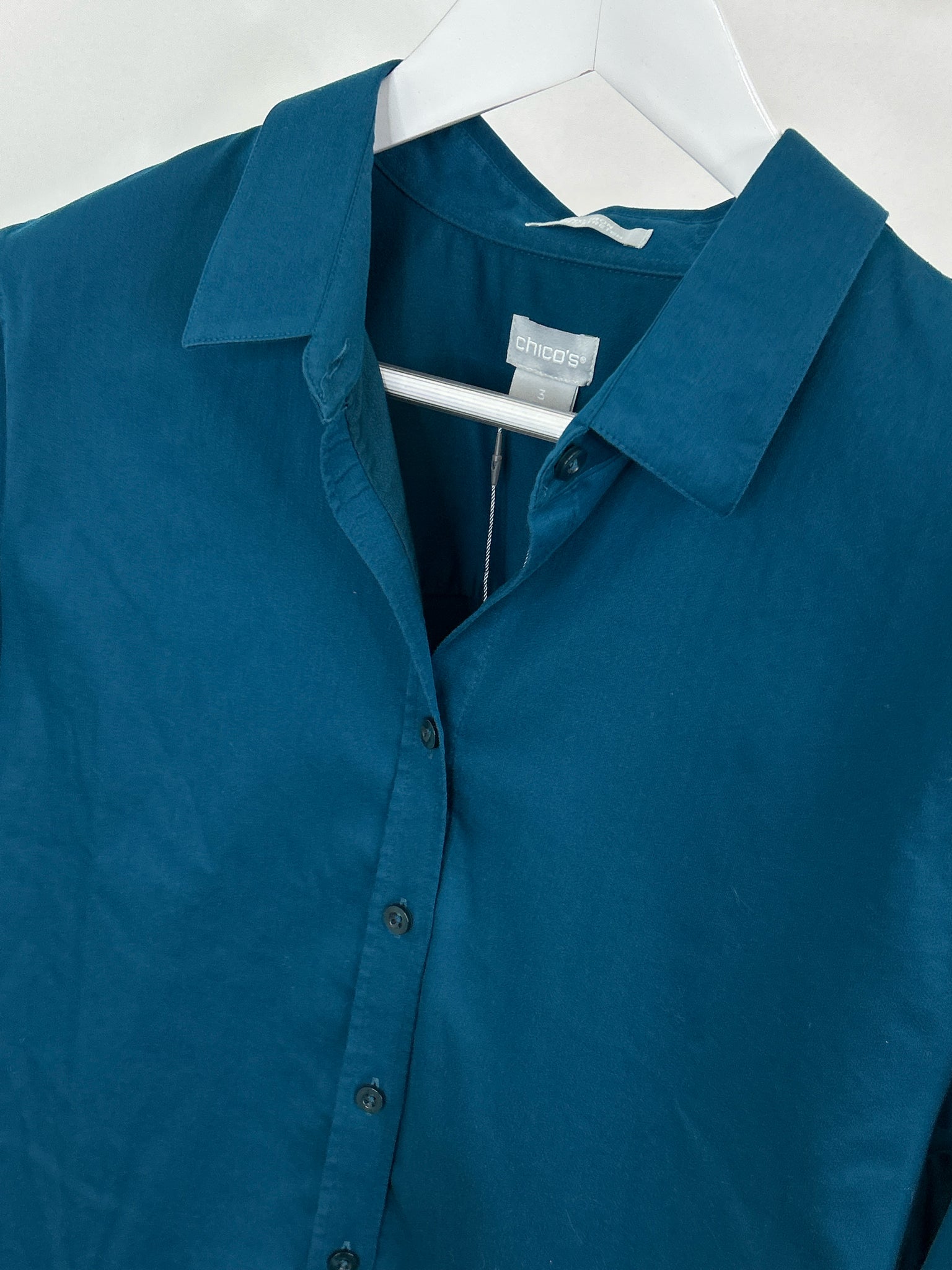 CHICO'S Size 16 Teal Women Shirt