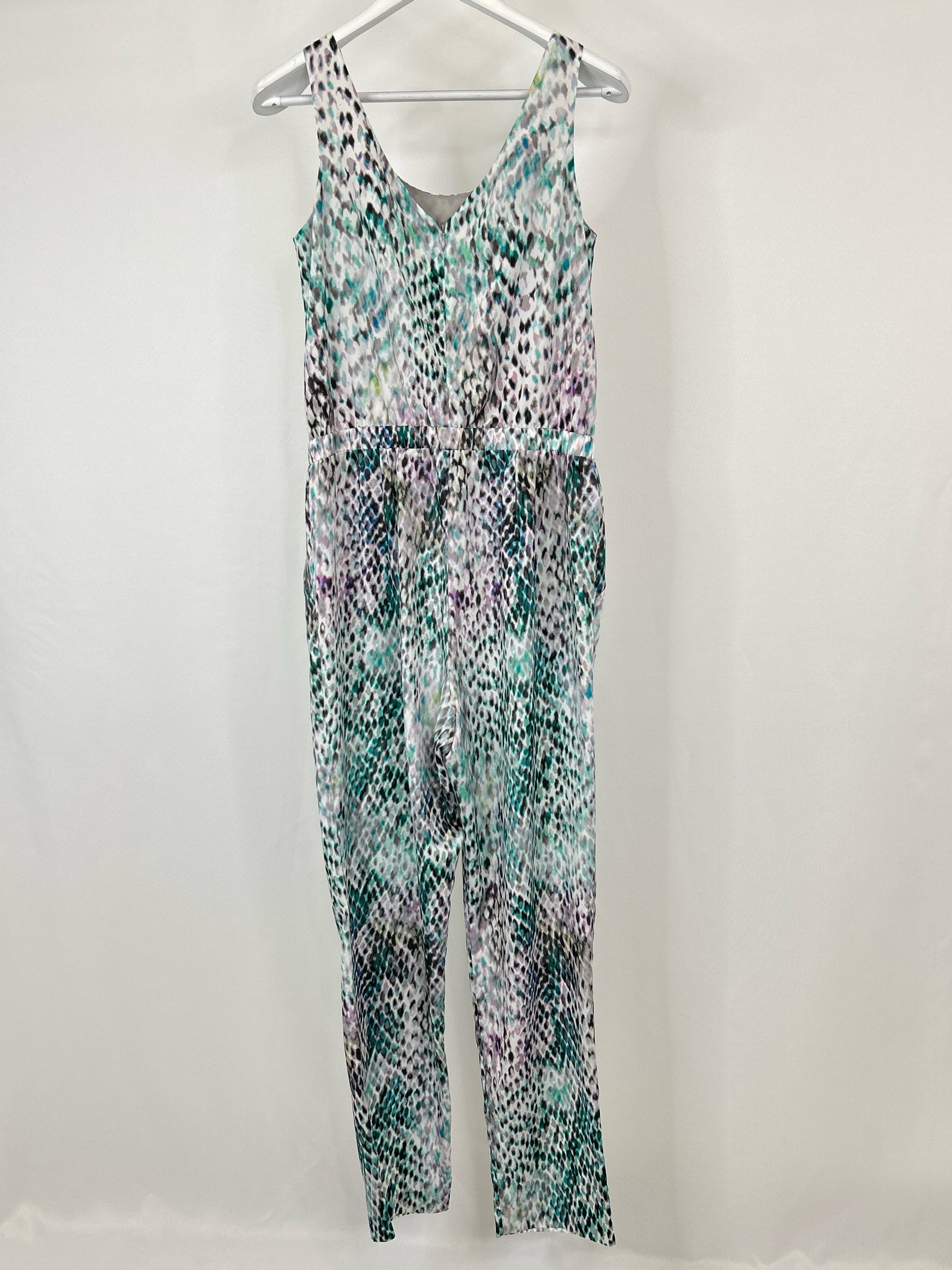 VINCE CAMUTO Size 8 Teal and Lilac Women Jumpsuit