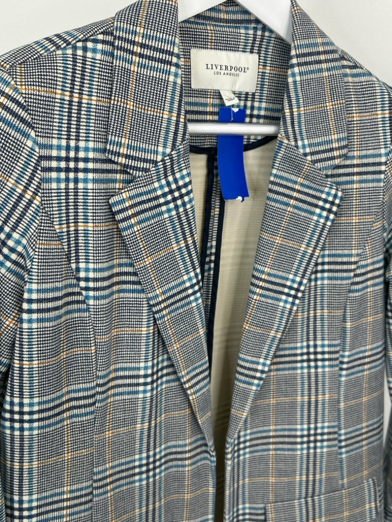 LIVERPOOL Women Size S Blue and Yellow Plaid Blazer