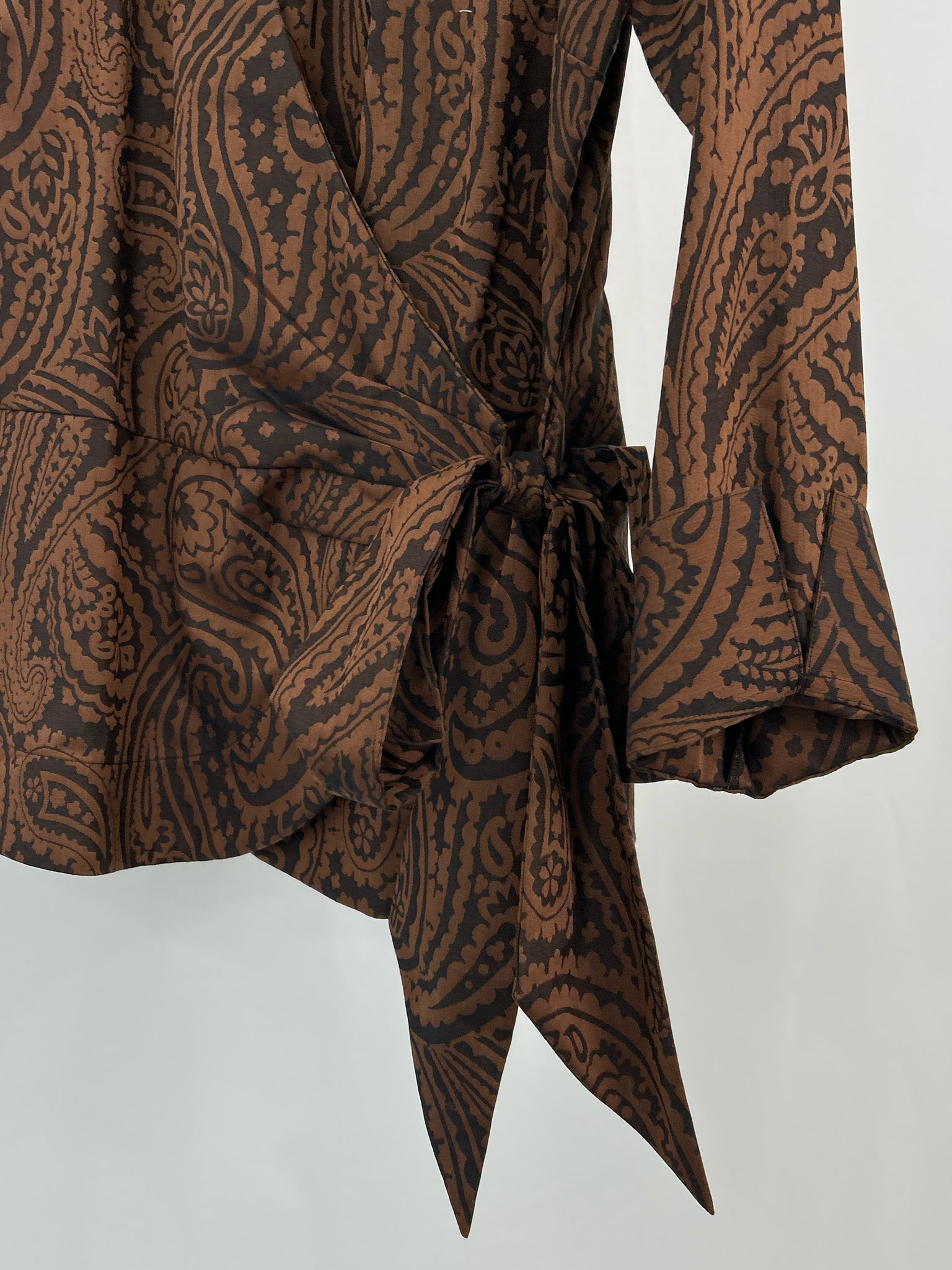 FOXCROFT Size L Brown Print Women Top NWT