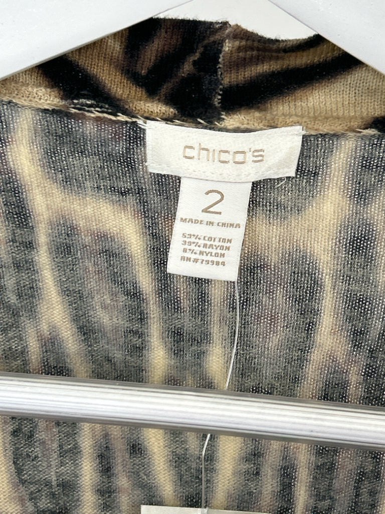 CHICO'S Size L BLACK AND BEIGE Cardigan