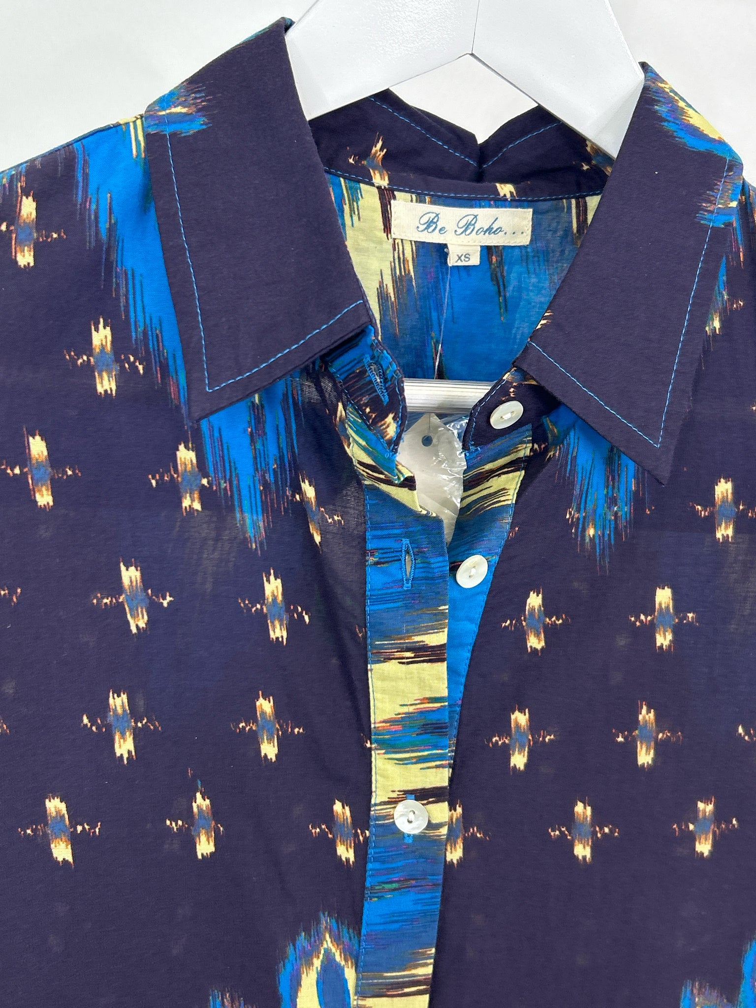 BE BOHO Size XS Navy Print Women Dress