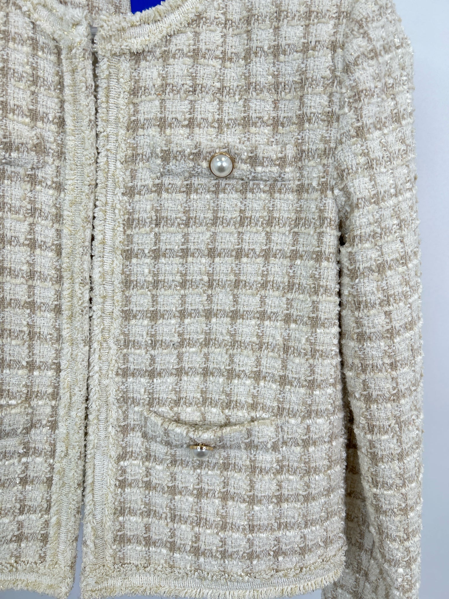 TAHARI Size XS Gold and Cream Women Blazer