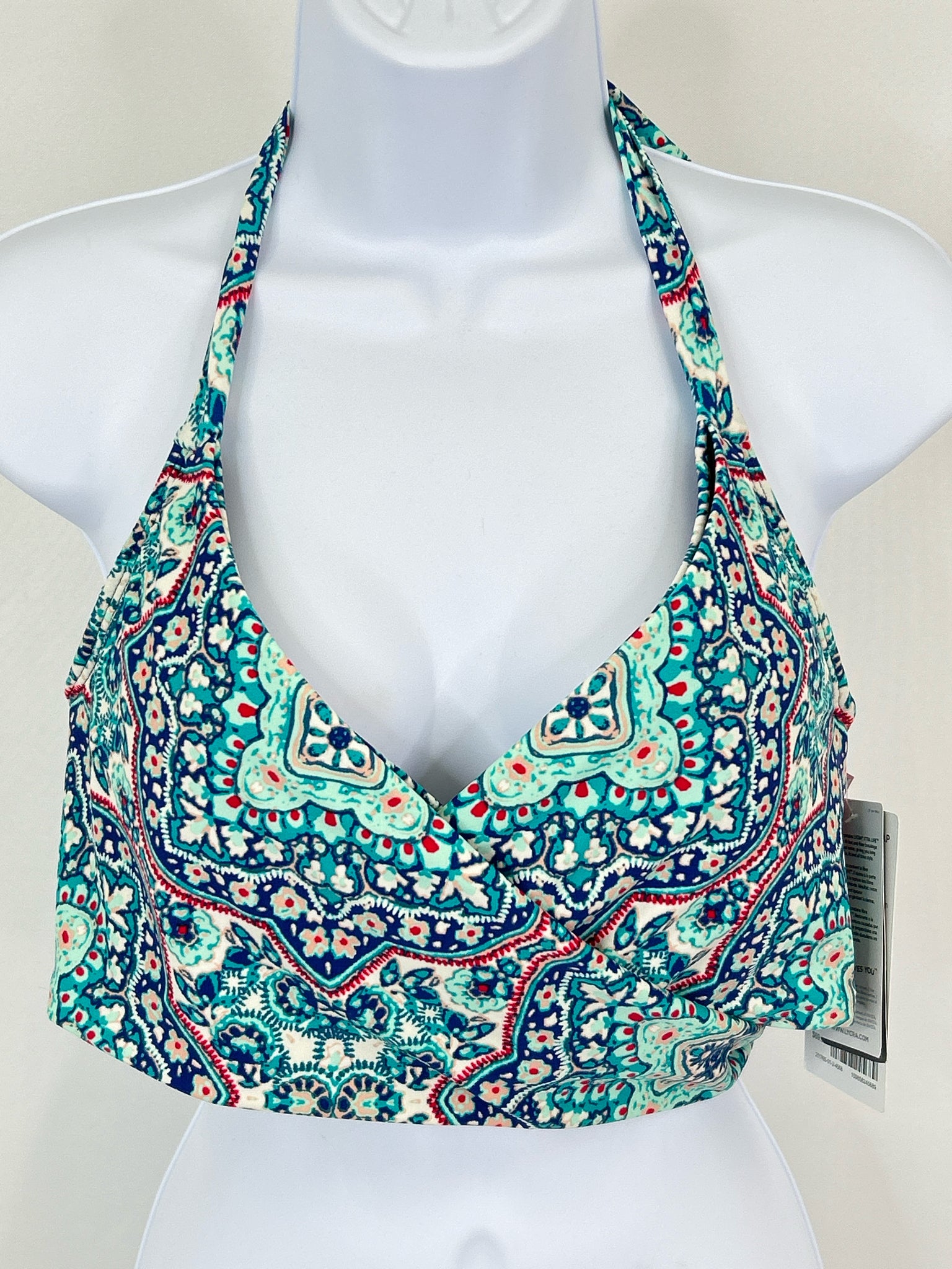 ATHLETA NWT Size 36D/DD turquoise print Women Swim Top