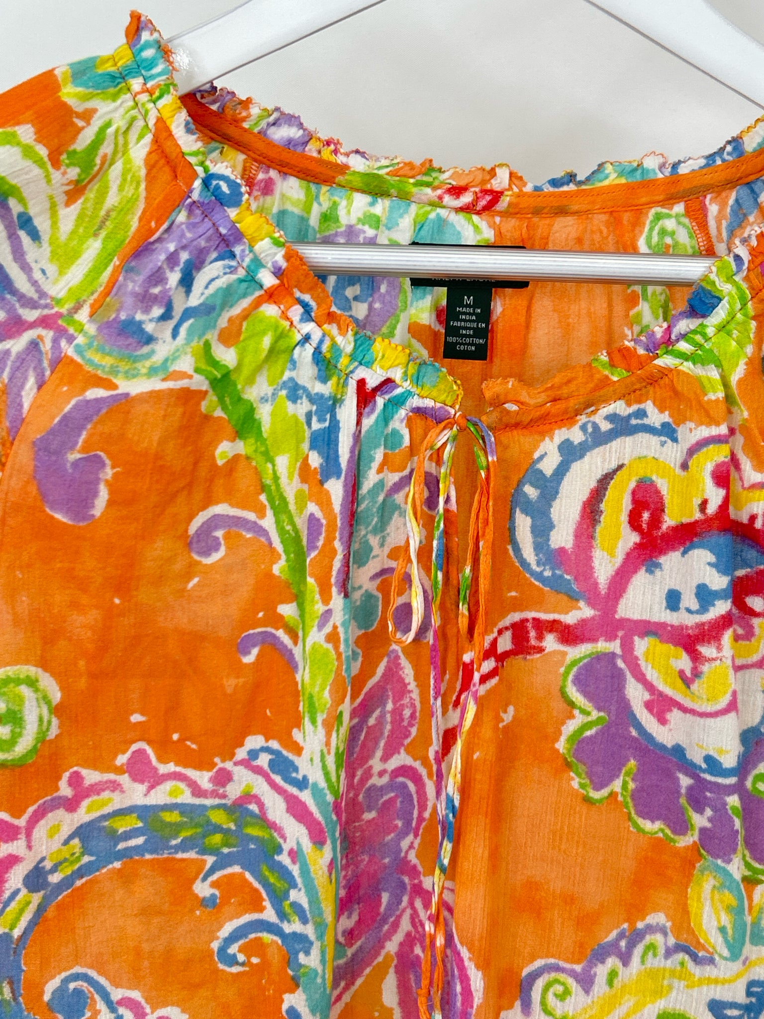 Lauren Ralph Lauren NWT Size M Orange Print Women Top