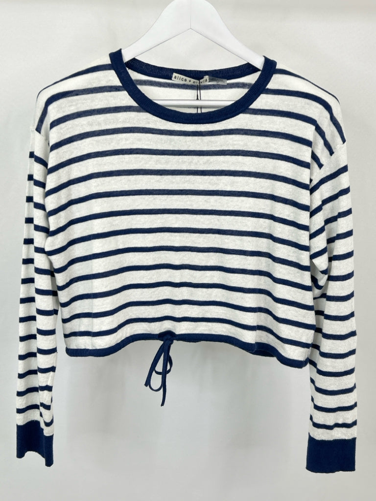 ALICE + OLIVIA Size S White and Blue Top NWT