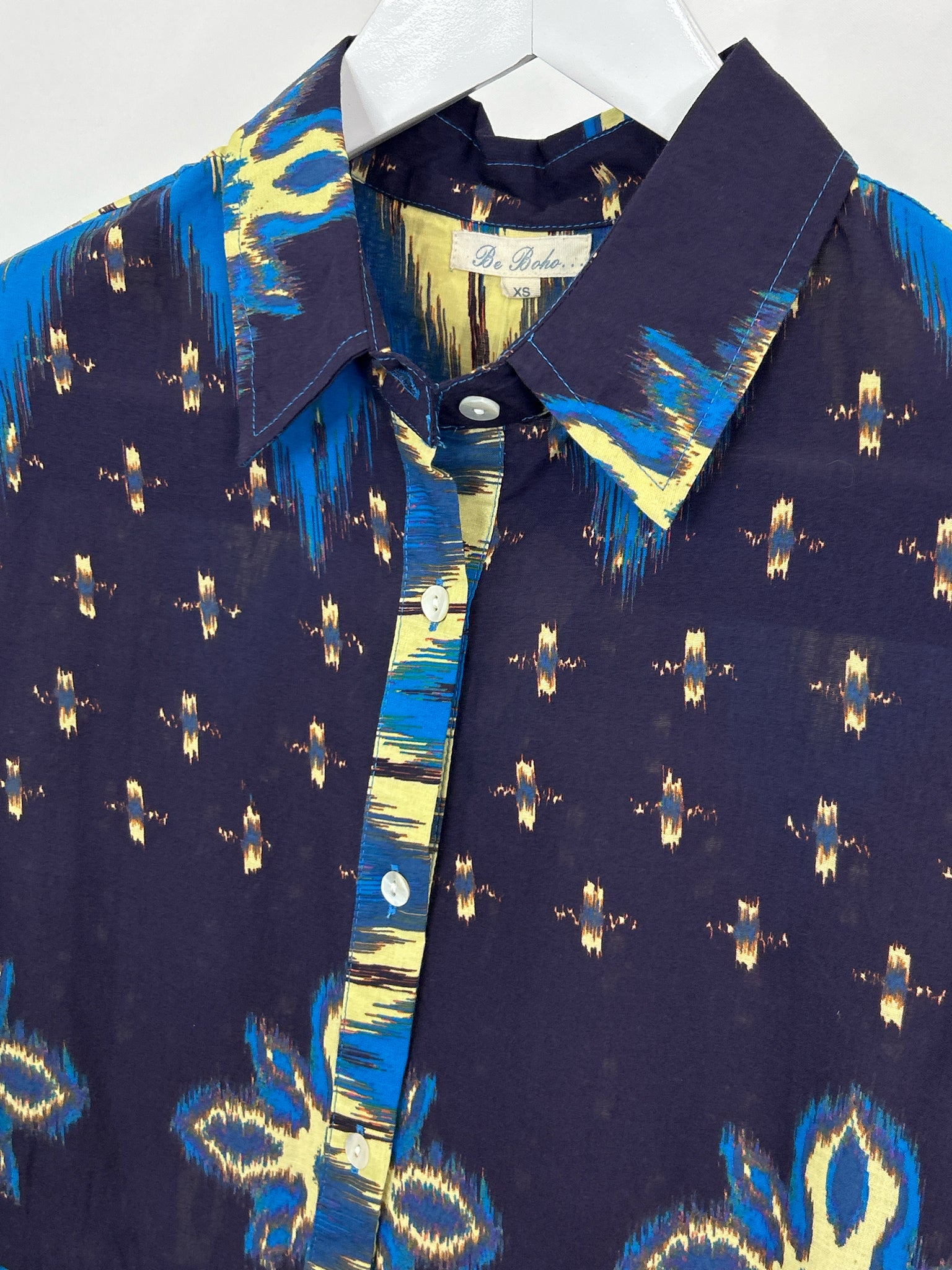 BE BOHO Size XS Navy Print Women Dress