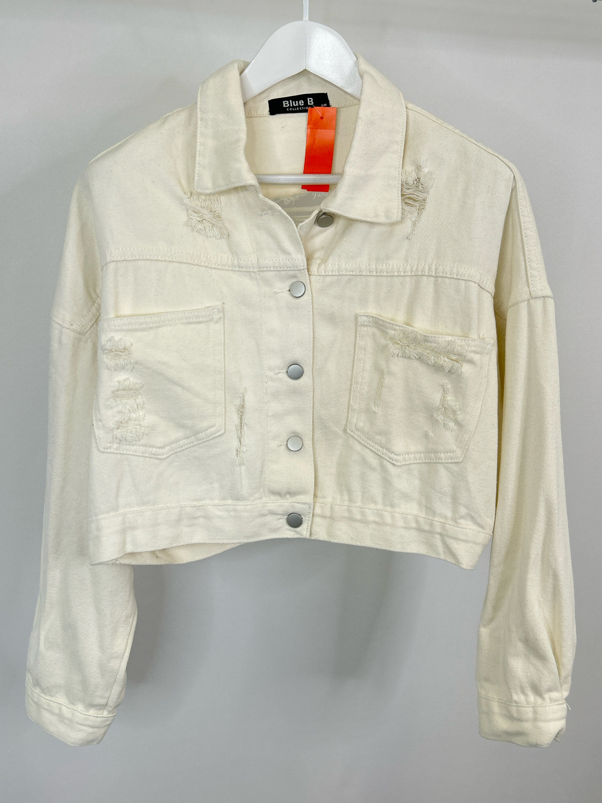 BLUE B Size S/M white denim Women Jacket