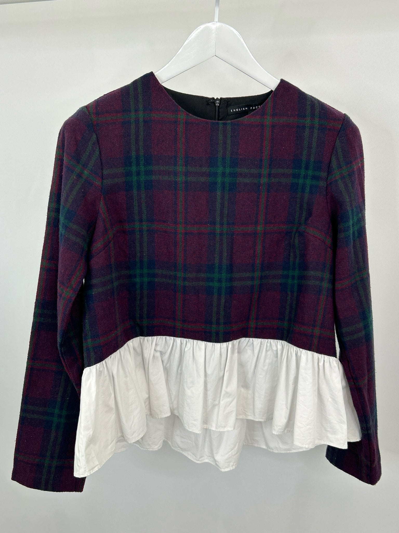 English Factory Size M Purple Plaid Women Top