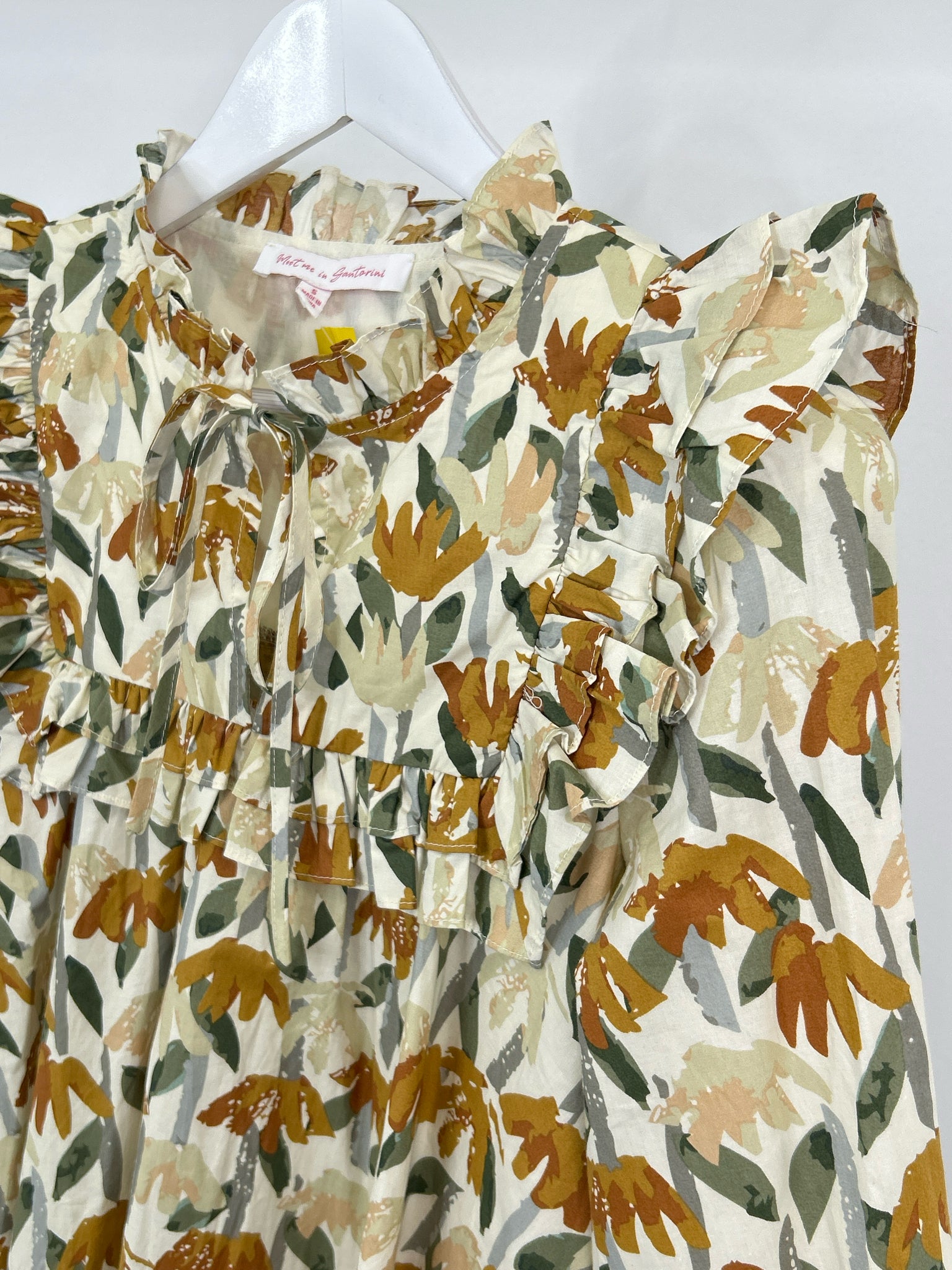 Meet Me In Santorini Size S Green Print Women Dress