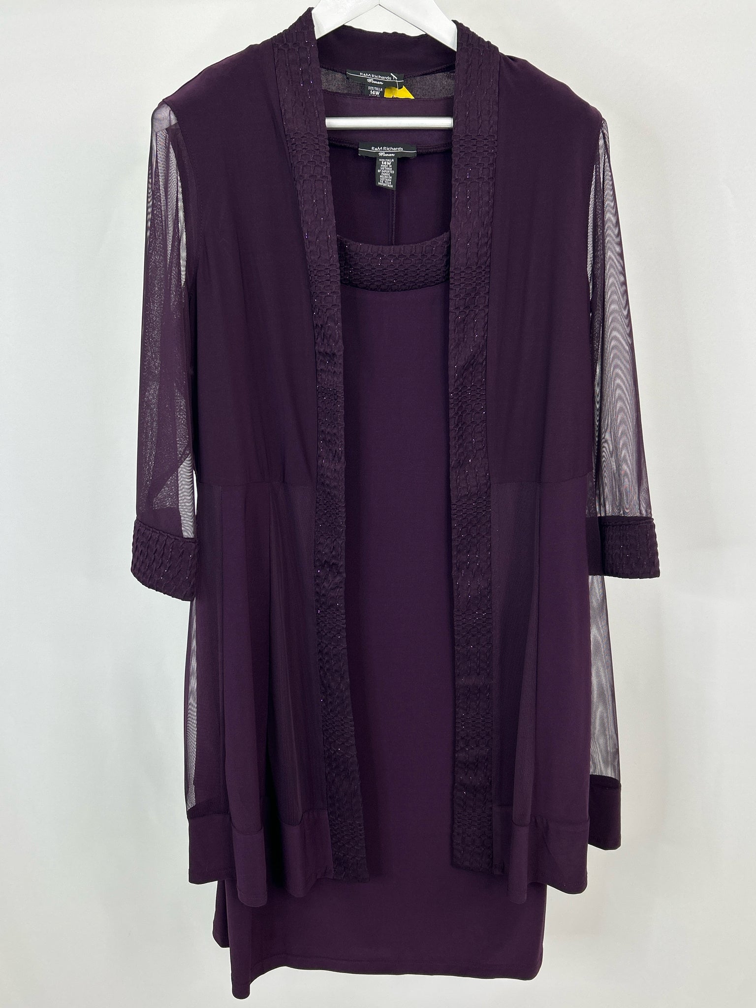 R & M RICHARDS Size 14W Plum Women 2-Piece w/dress