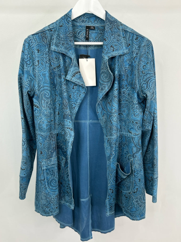 ETHYL Women Size M Blue Print Jacket