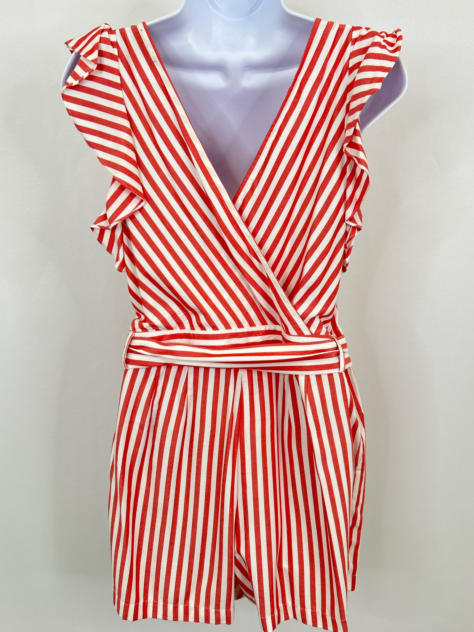 LOFT NWT Size 2P Red Striped Women Romper