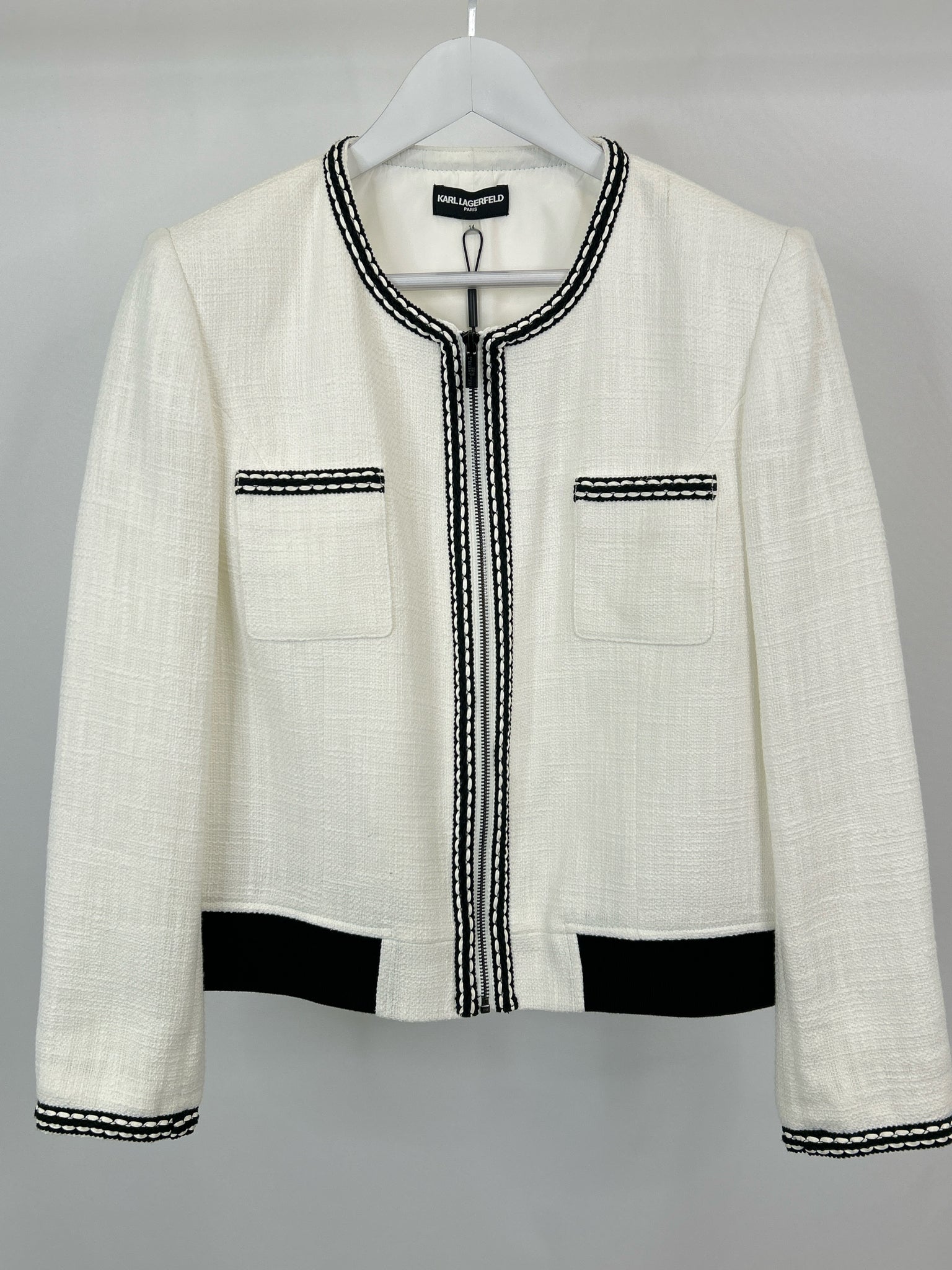 KARL LAGERFELD NWT Size 14 White and black Women Jacket