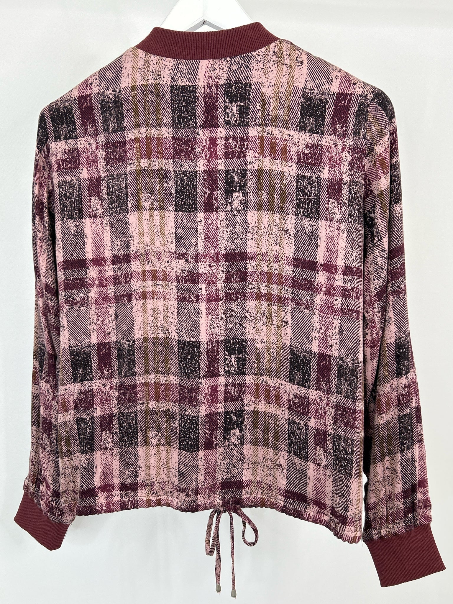 MYSTREE Size S BURGUNDY PLAID Women's Jacket