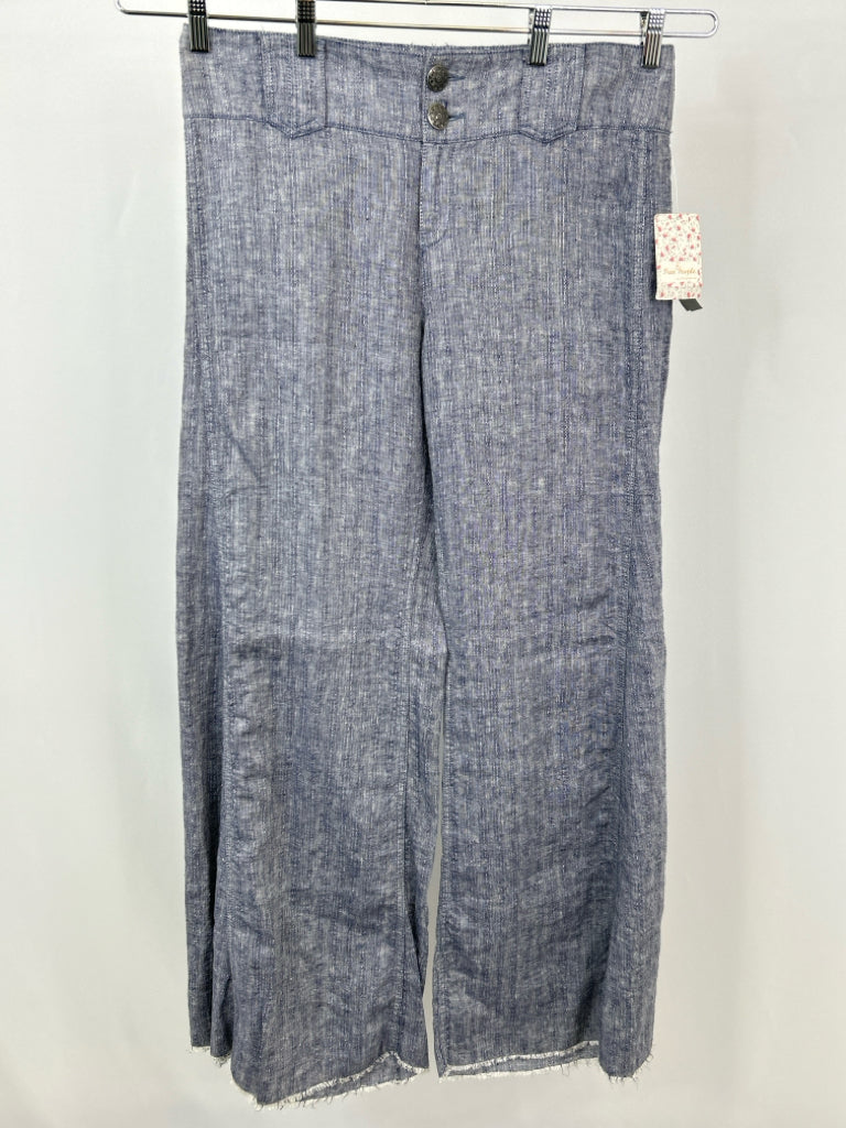 FREE PEOPLE Women Size 12 Blue Linen Pants NWT