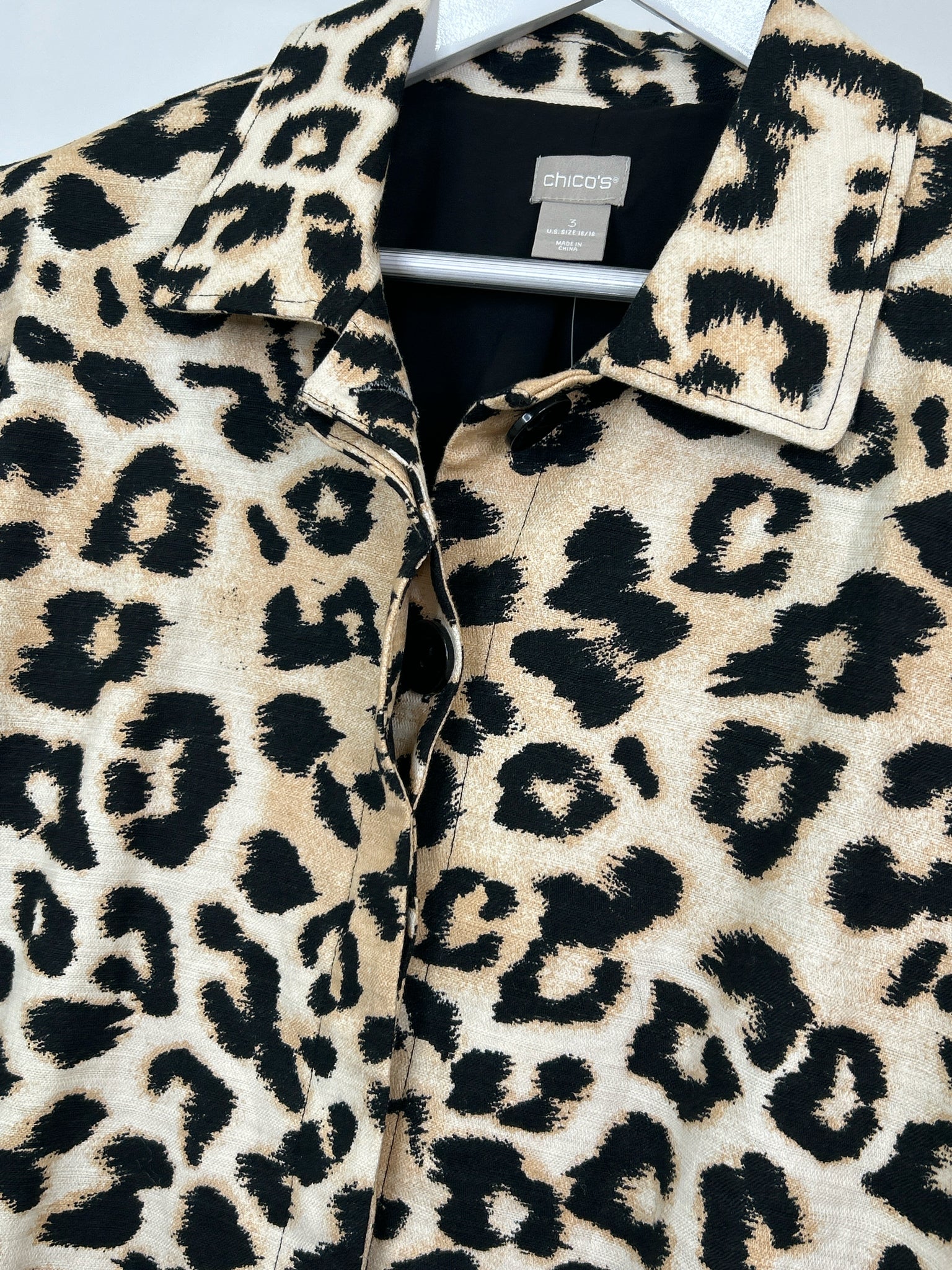 CHICO'S Size 16/18 BEIGE AND BLACK Women Jacket