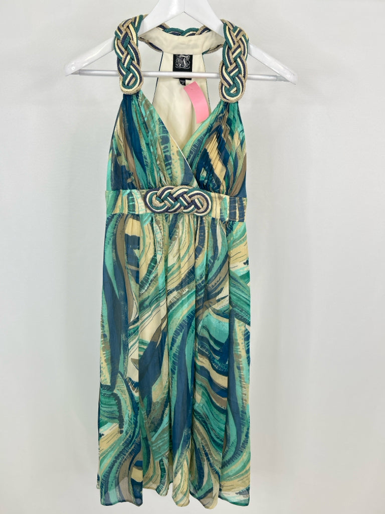 JAX Size 4 Teal Print Women's Dress