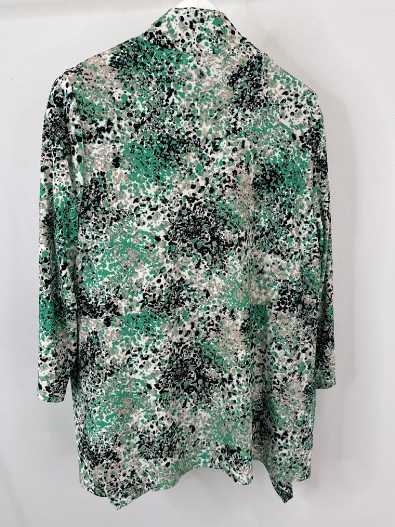 KASPER Size 2X GREEN AND WHITE Women 2-piece Set