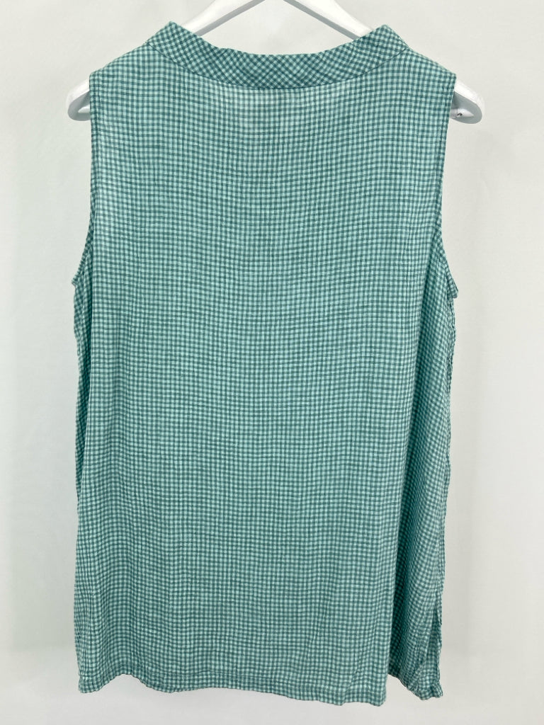 EILEEN FISHER Size XL Green Checkered Women's Top