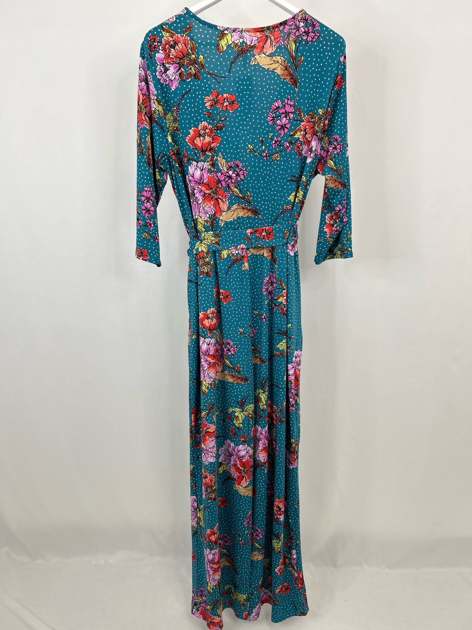 NY COLLECTION Size 1X Teal Print Women Jumpsuit NWT