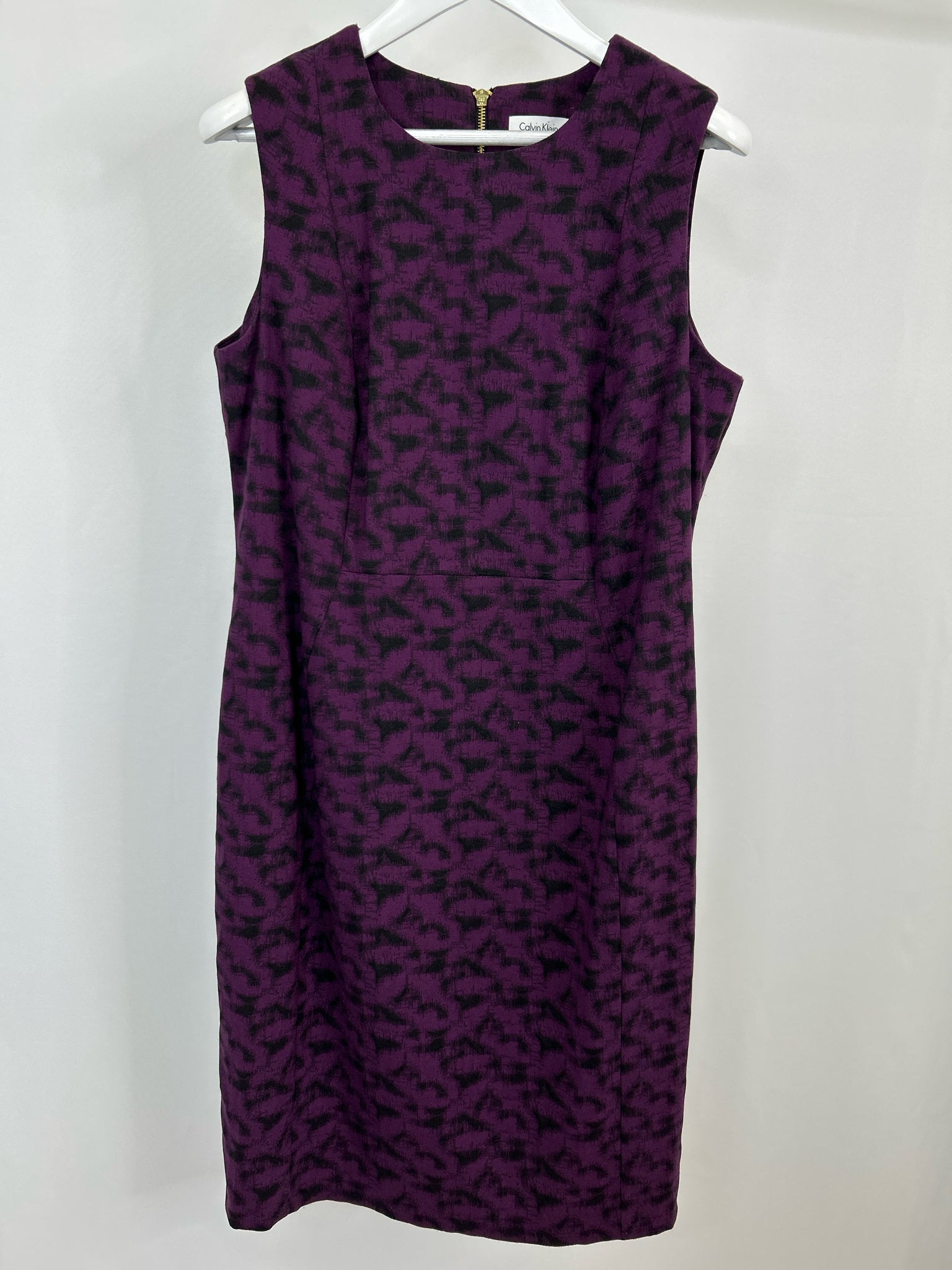 CALVIN KLEIN Size 14W PURPLE & BLACK Women Dress