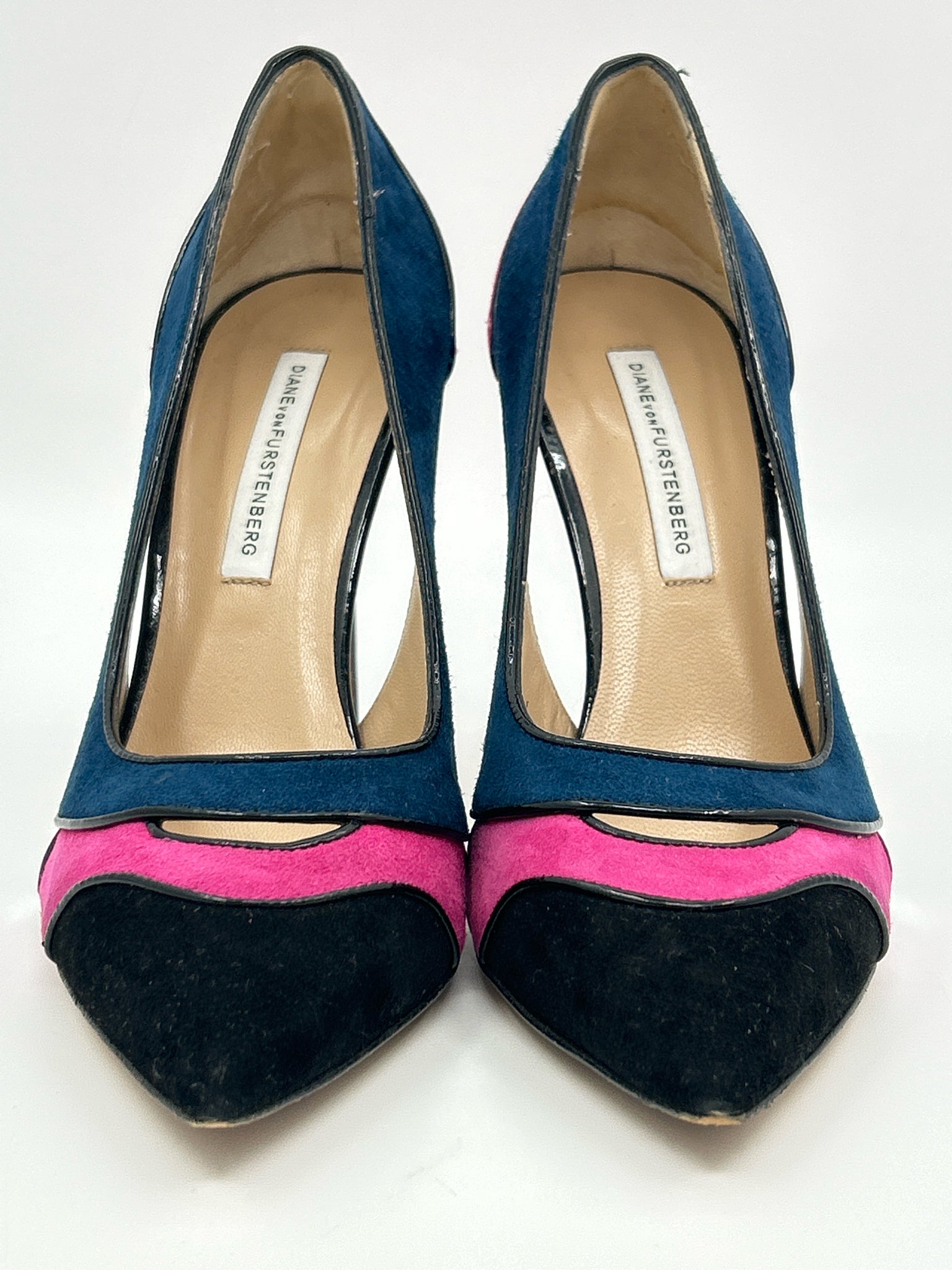 DIANE VON FURSTENBERG Size 6.5B Navy Print Women Pumps
