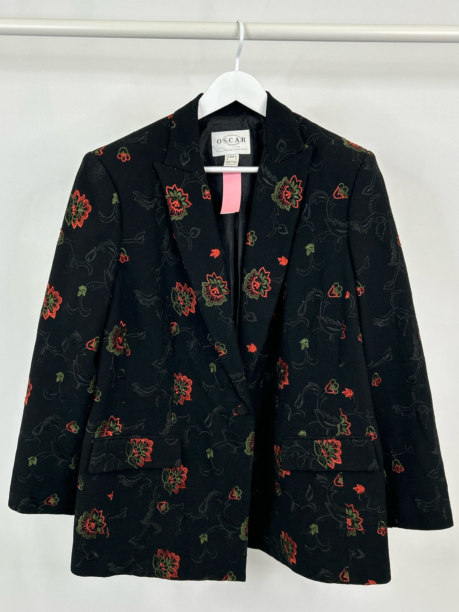 OSCAR DE LA RENTA Size 18W Black Floral Women Coat