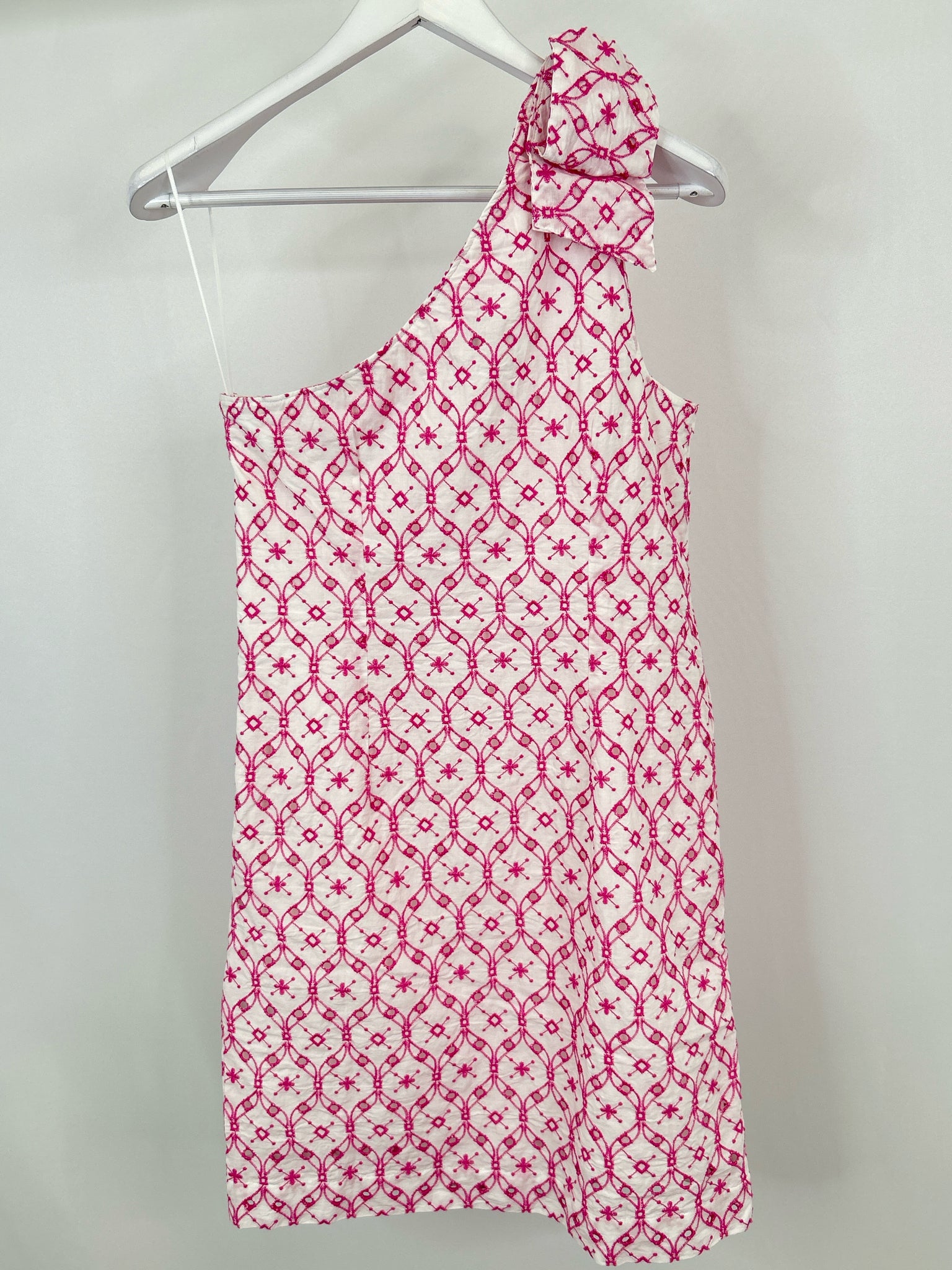 J CREW Size 4 FUSCHIA AND WHITE Women Dress