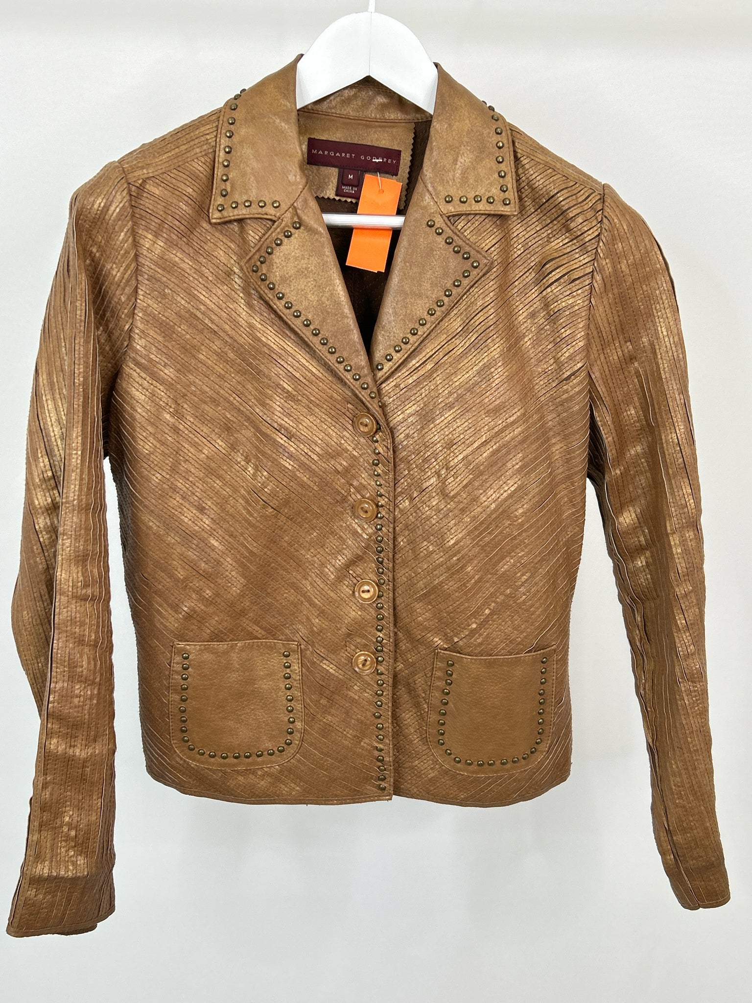 MARGARET GODFREY Size M Bronze Women Leather Jacket