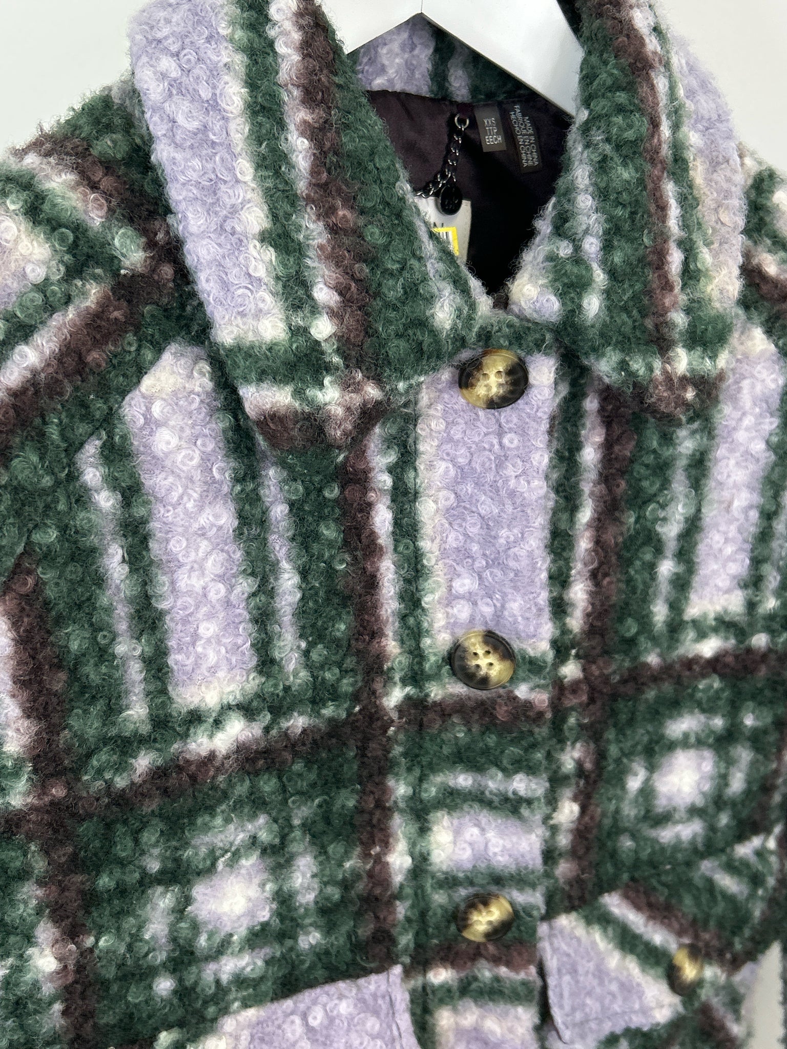 CALVIN KLEIN Size XXS Purple Plaid Women Coat