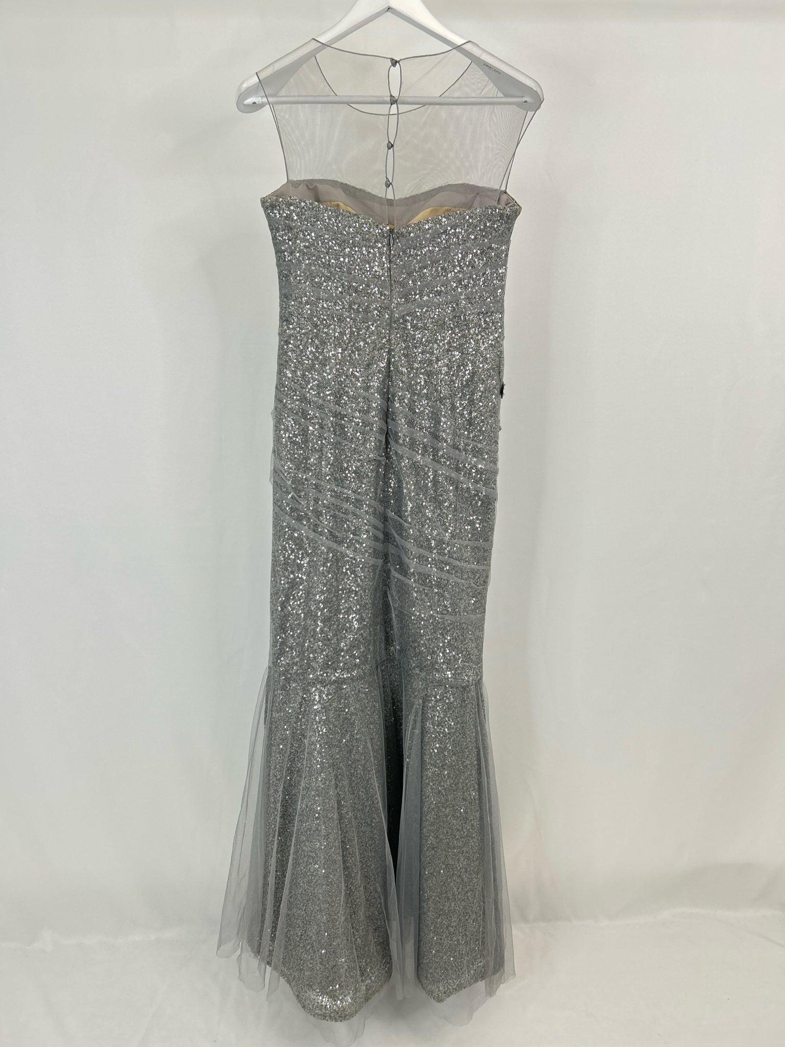 TERI JON Size 8 Grey Women Gown Dress