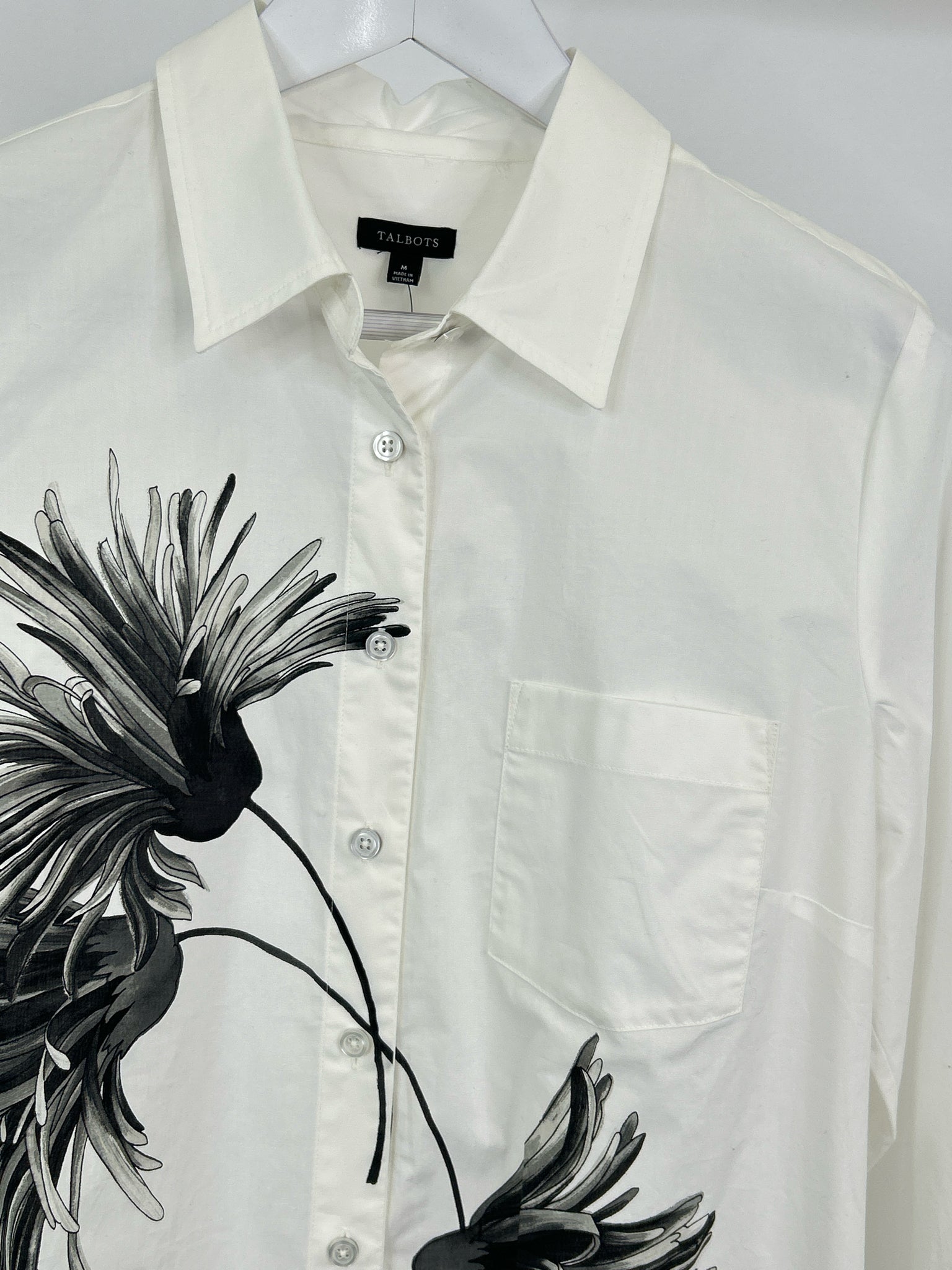 TALBOTS Size M White & Black Women Shirt NWT