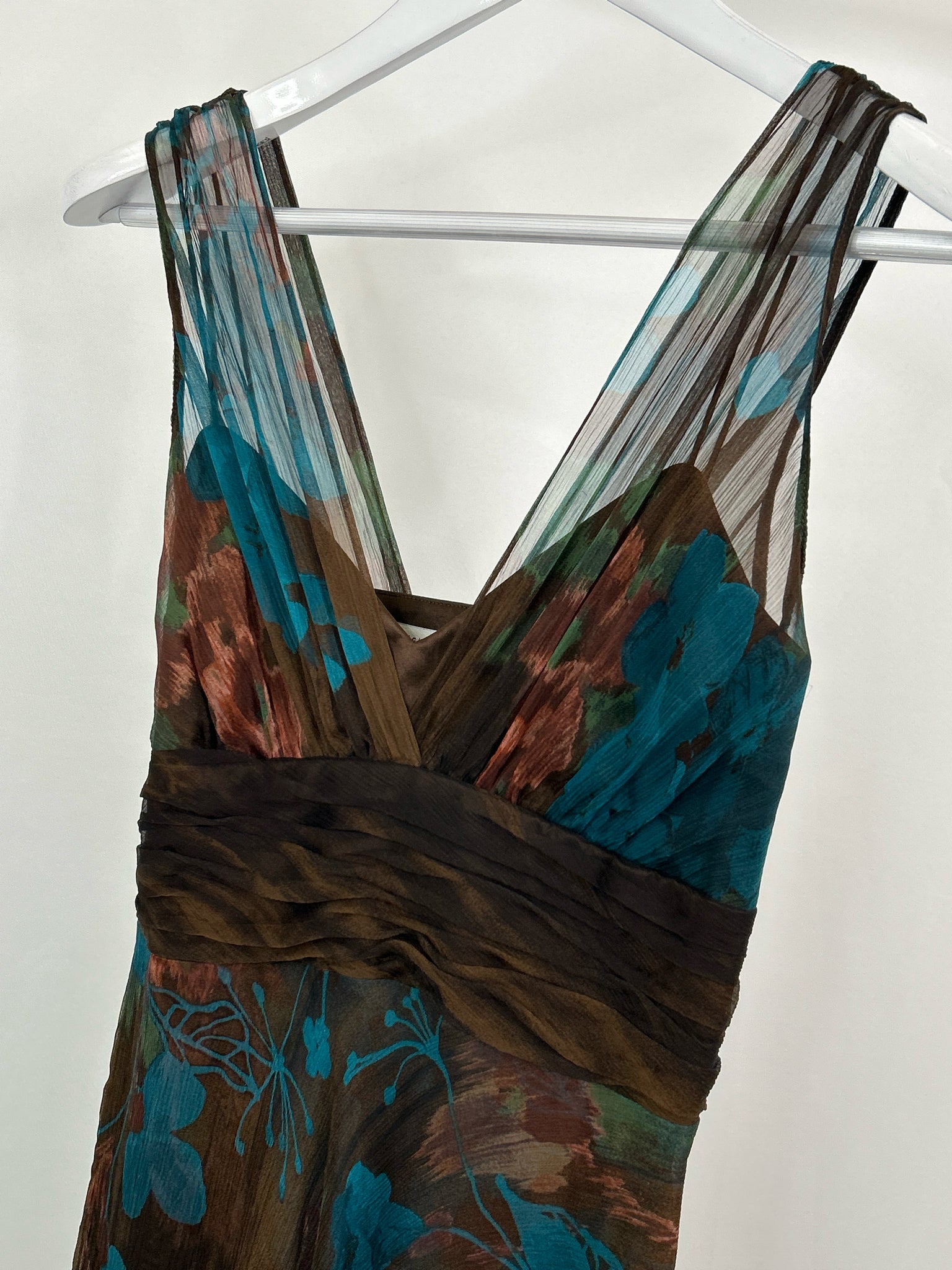 RICKIE FREEMAN Size 4 TEAL AND BROWN Women Dress