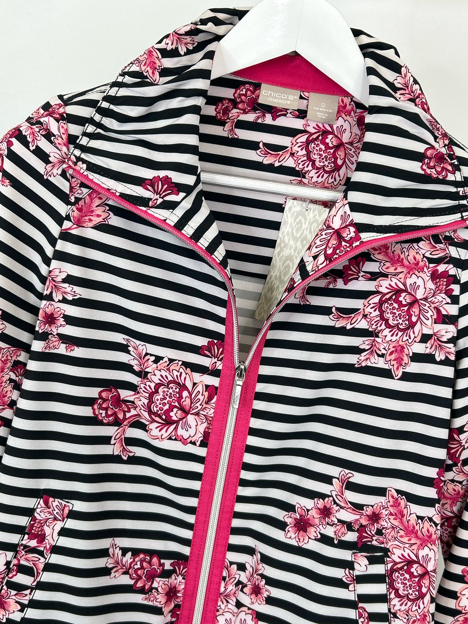 CHICO'S Size 4/6 White and black Women Jacket