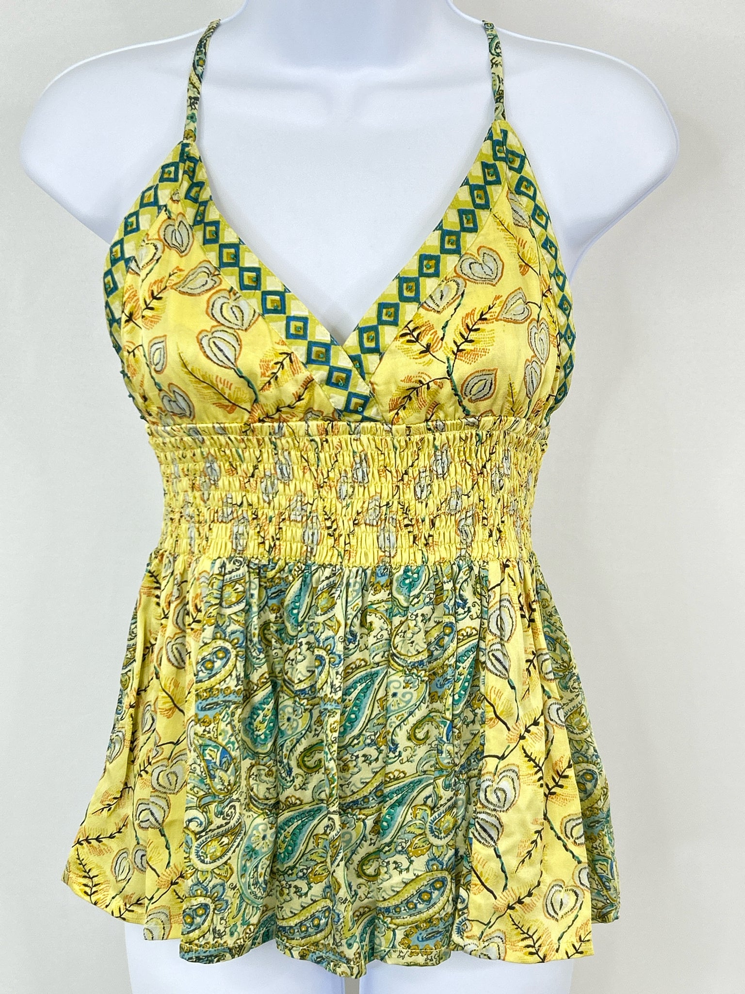 NEKANE NKN Size S Yellow Print Women Tank Top