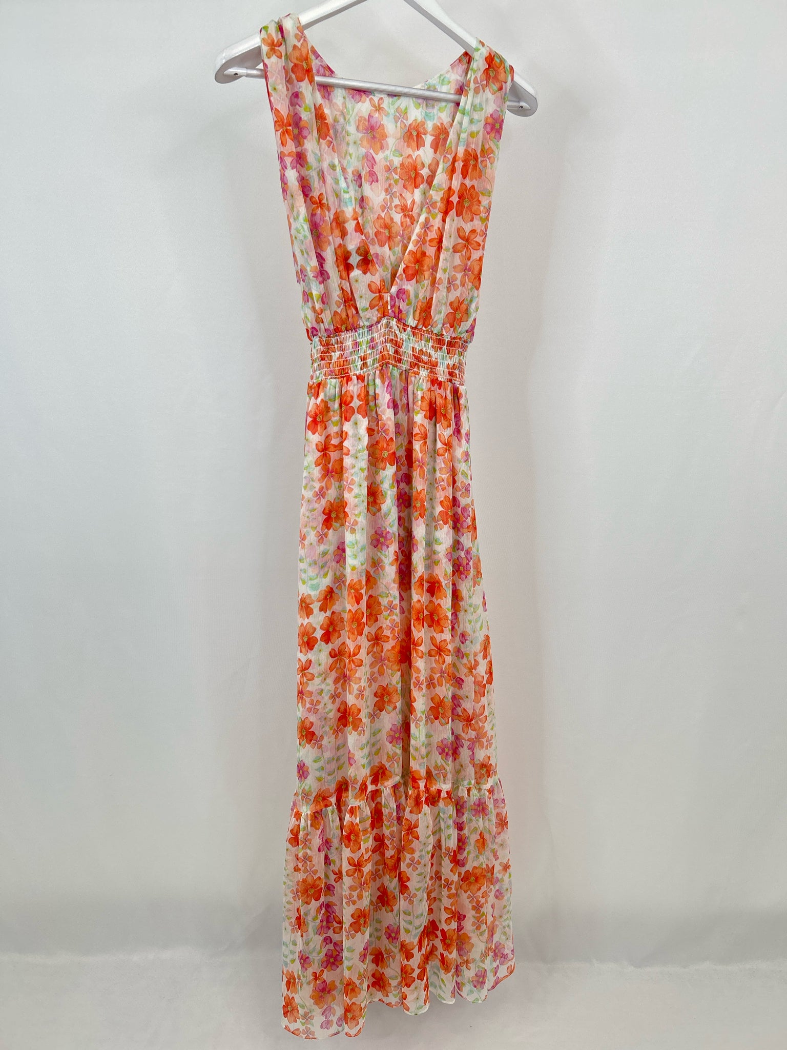 MISA Size XS Peach Floral Women Dress NWT