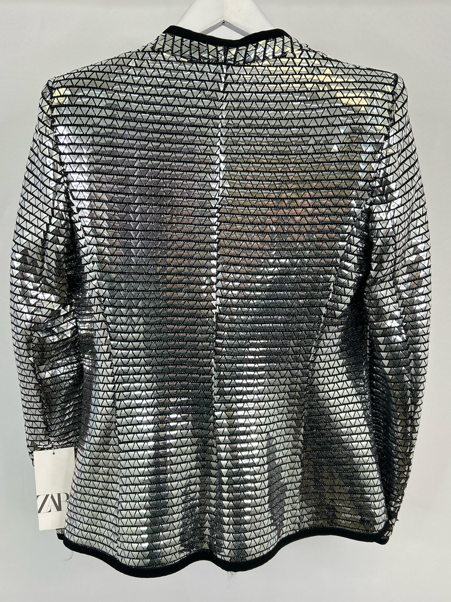 ZARA NWT Size M Silver and Black Women Blazer