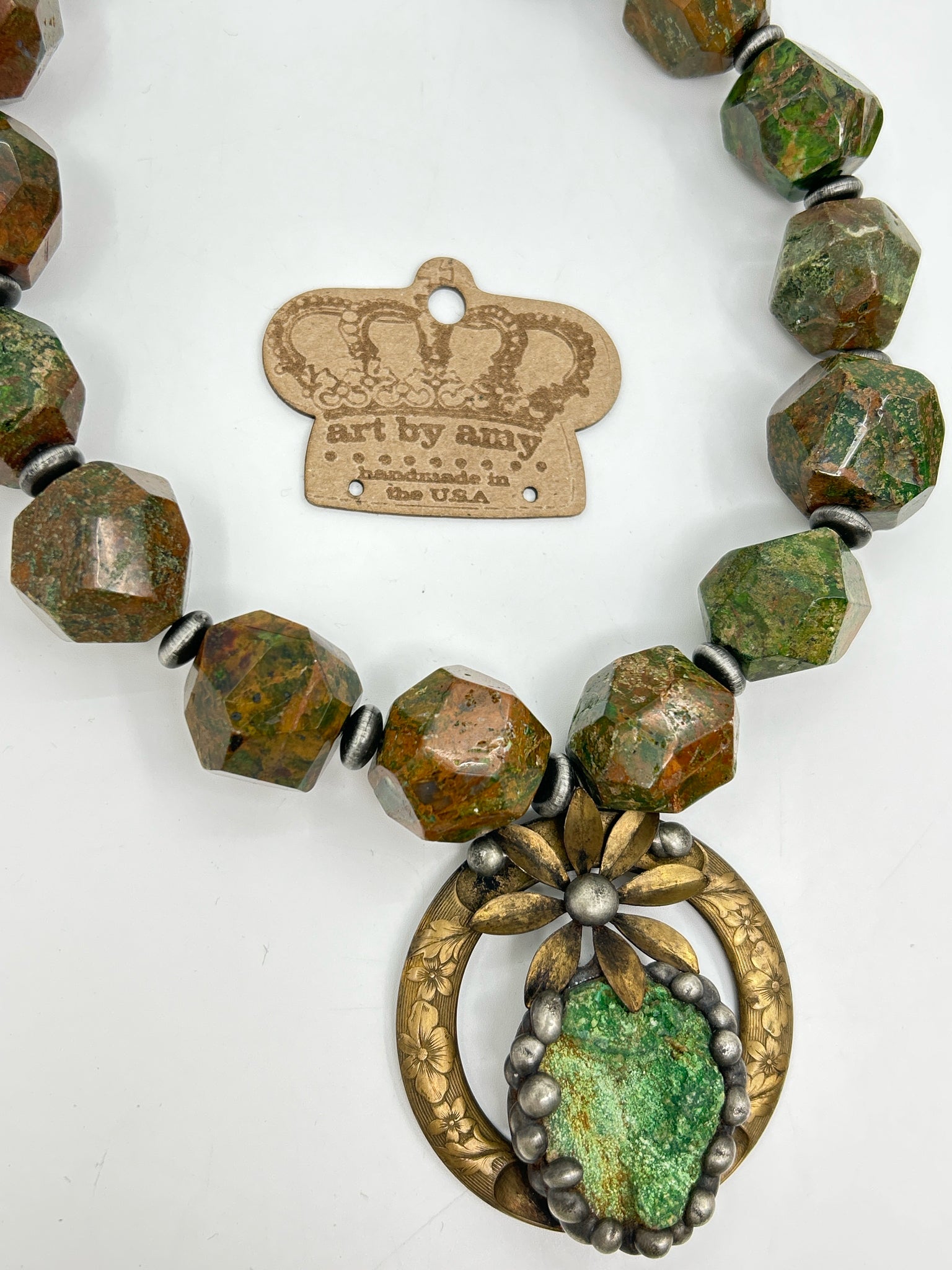 ART BY AMY Green & Rust Necklace