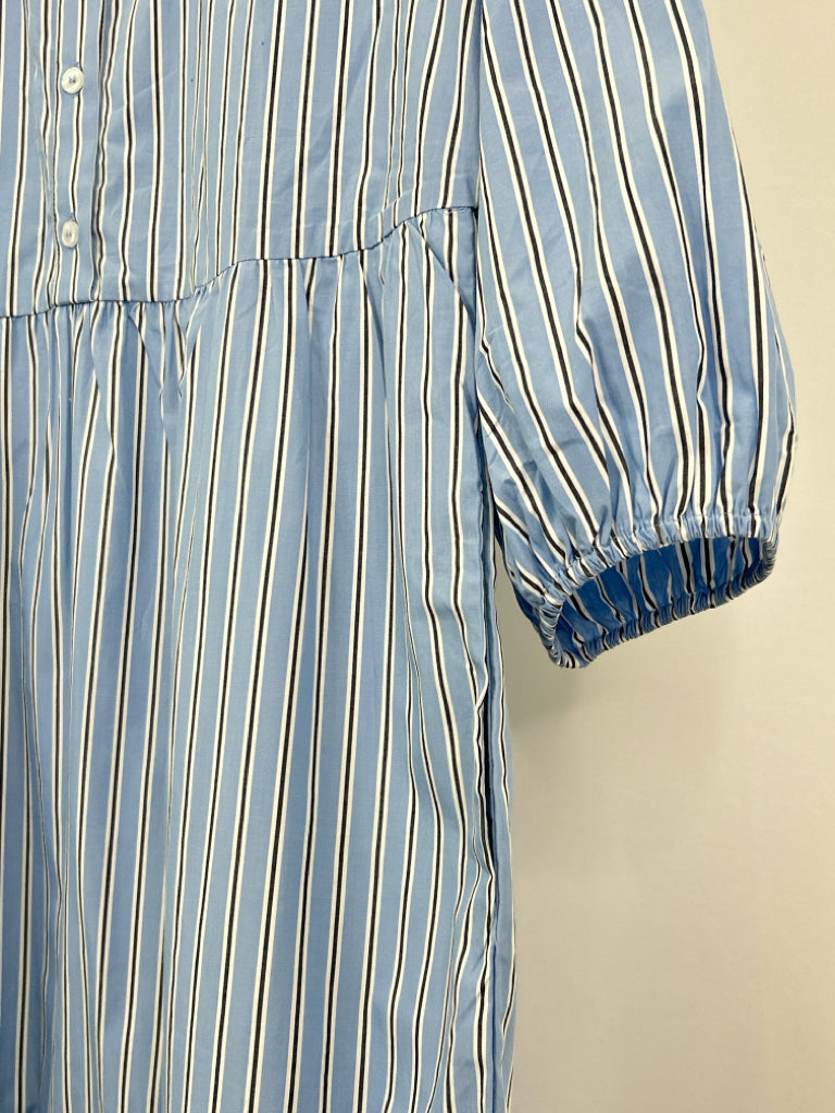 QUINCE Size L Blue Striped Women's Dress NWT
