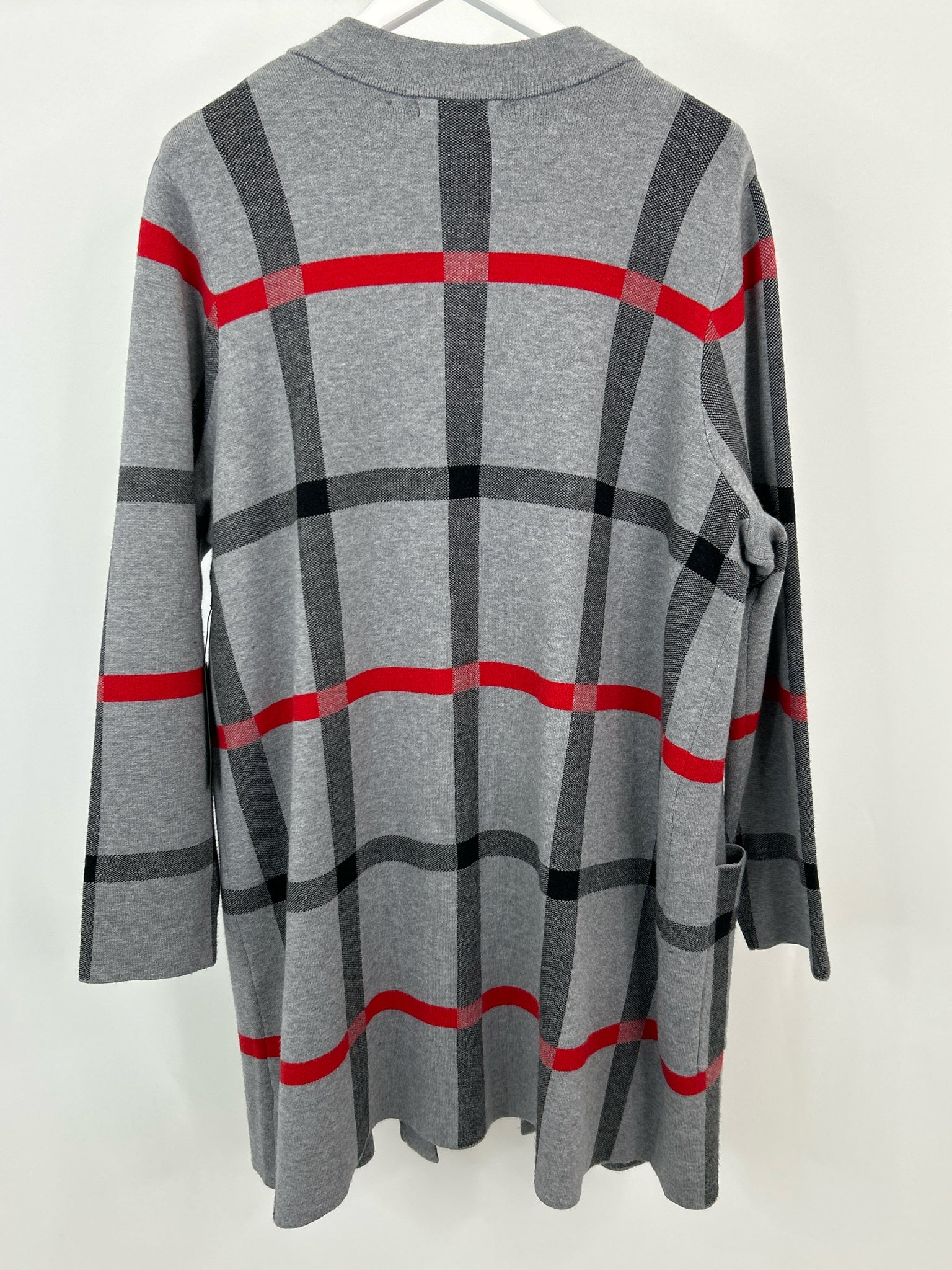 TAHARI Size 3X GRAY PLAID Women Cardigan
