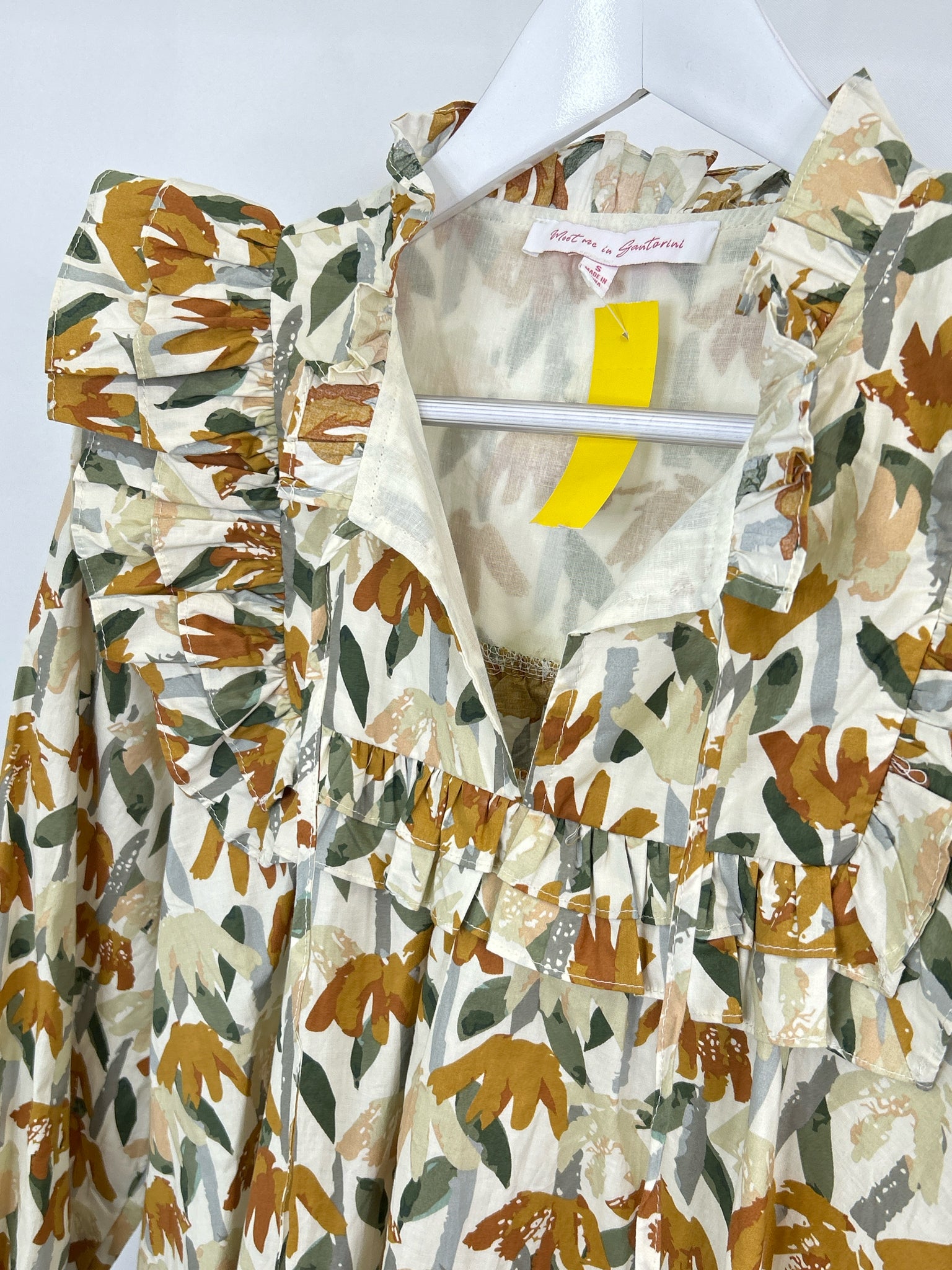 Meet Me In Santorini Size S Green Print Women Dress