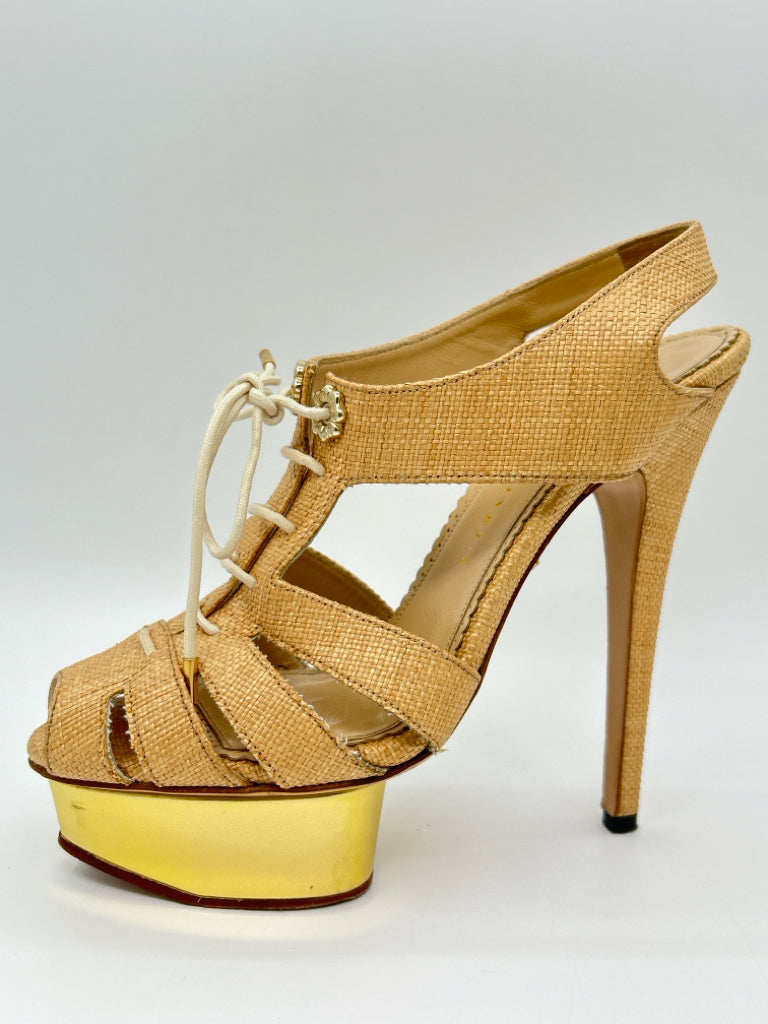 CHARLOTTE OLYMPIA Size 38 Natural Women's Sandal