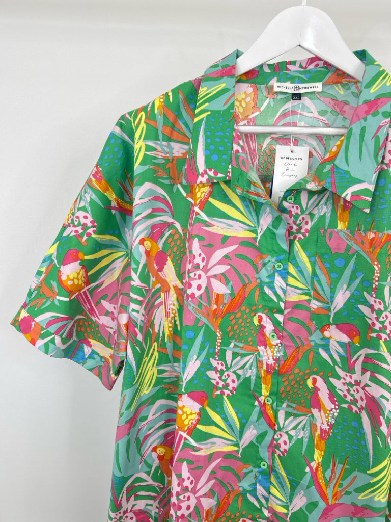 MICHELLE MCDOWELL Size XXL Green Floral Women's Dress