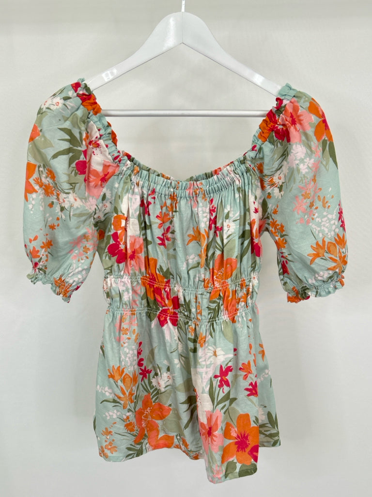 SPARTINA Size M Baby Blue Print Women's Top