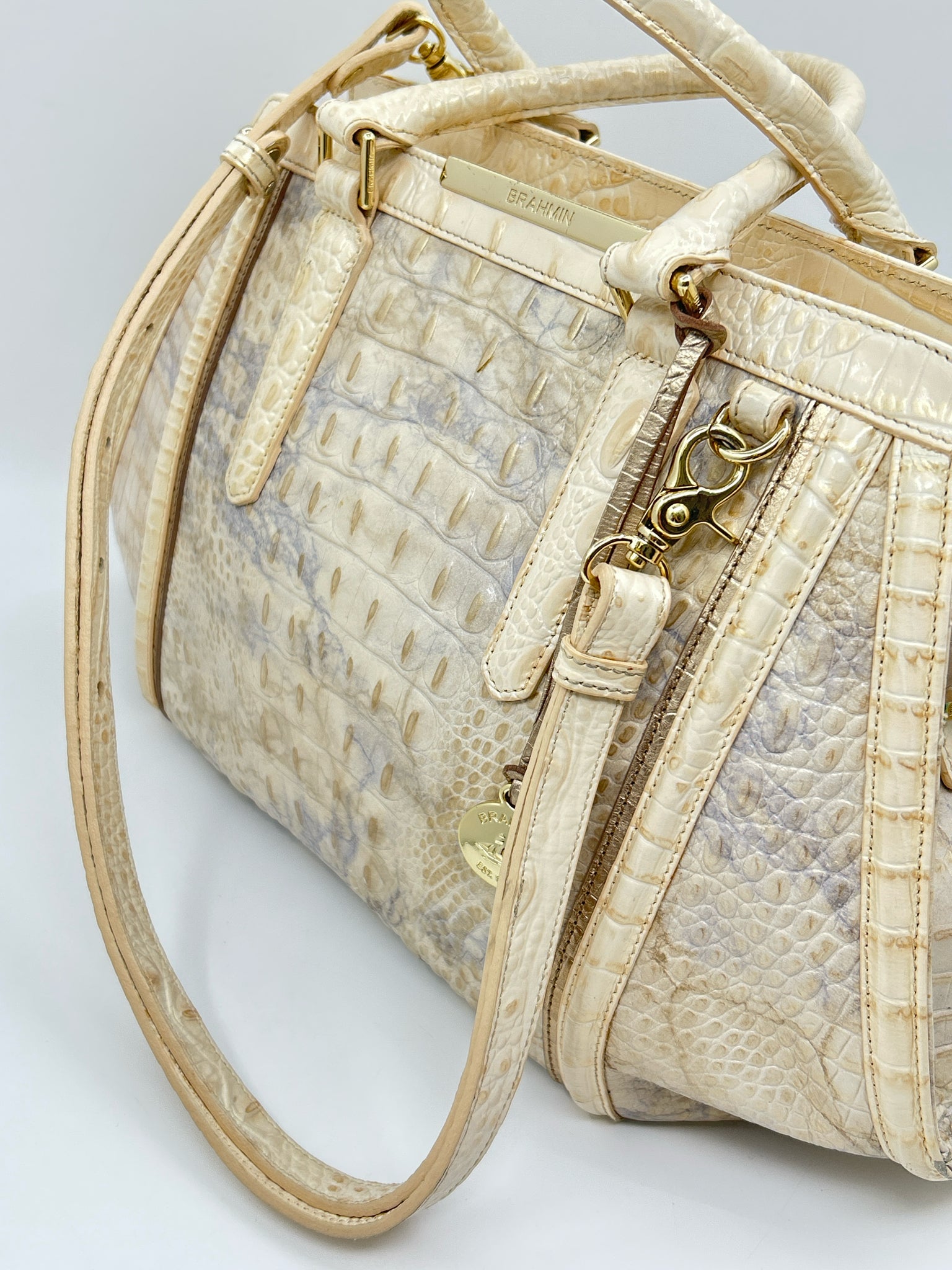 BRAHMIN Cream and Blue Women Purse